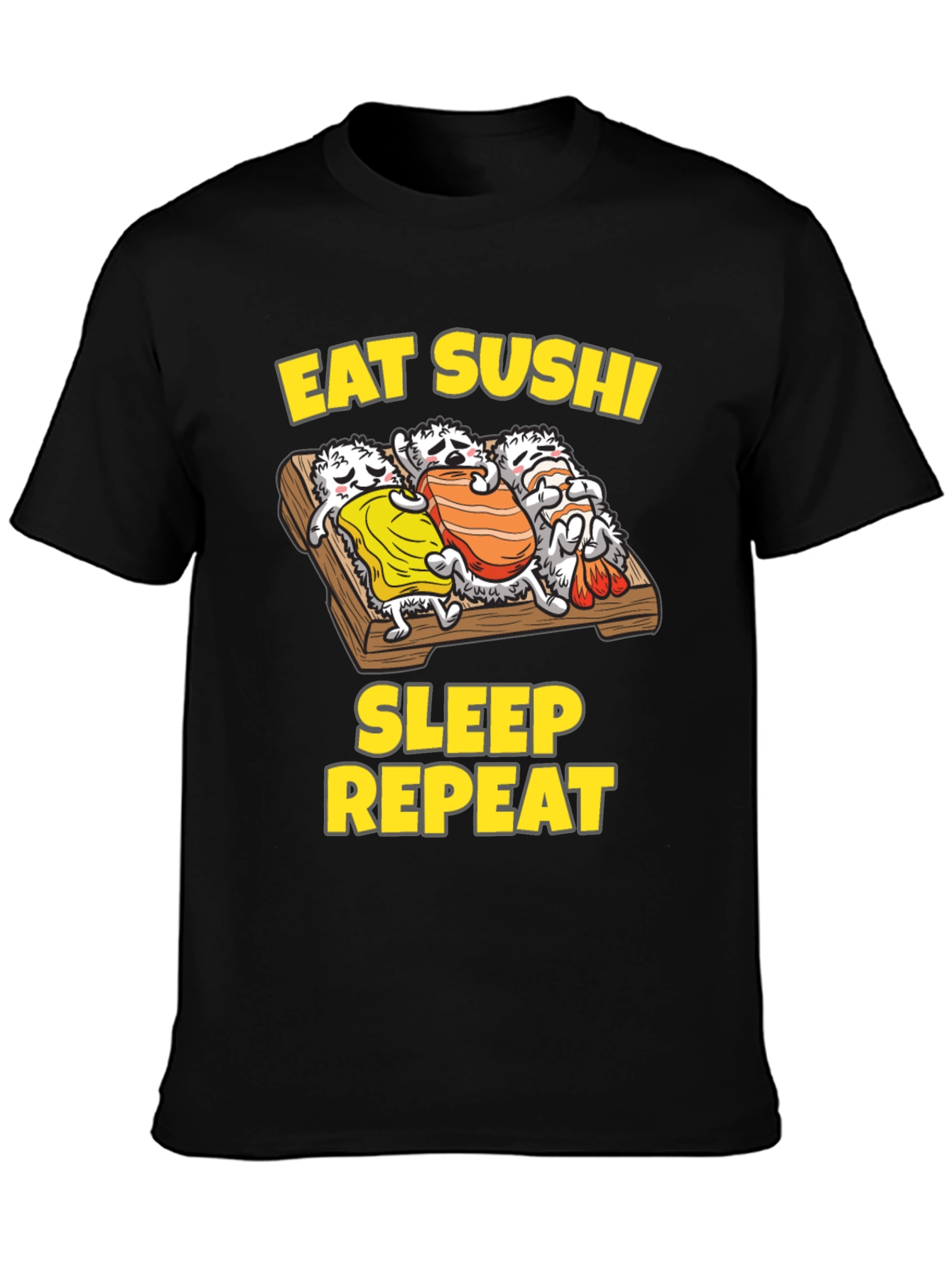Black Eat Sushi Sleep Repeat Graphic Tee view 3