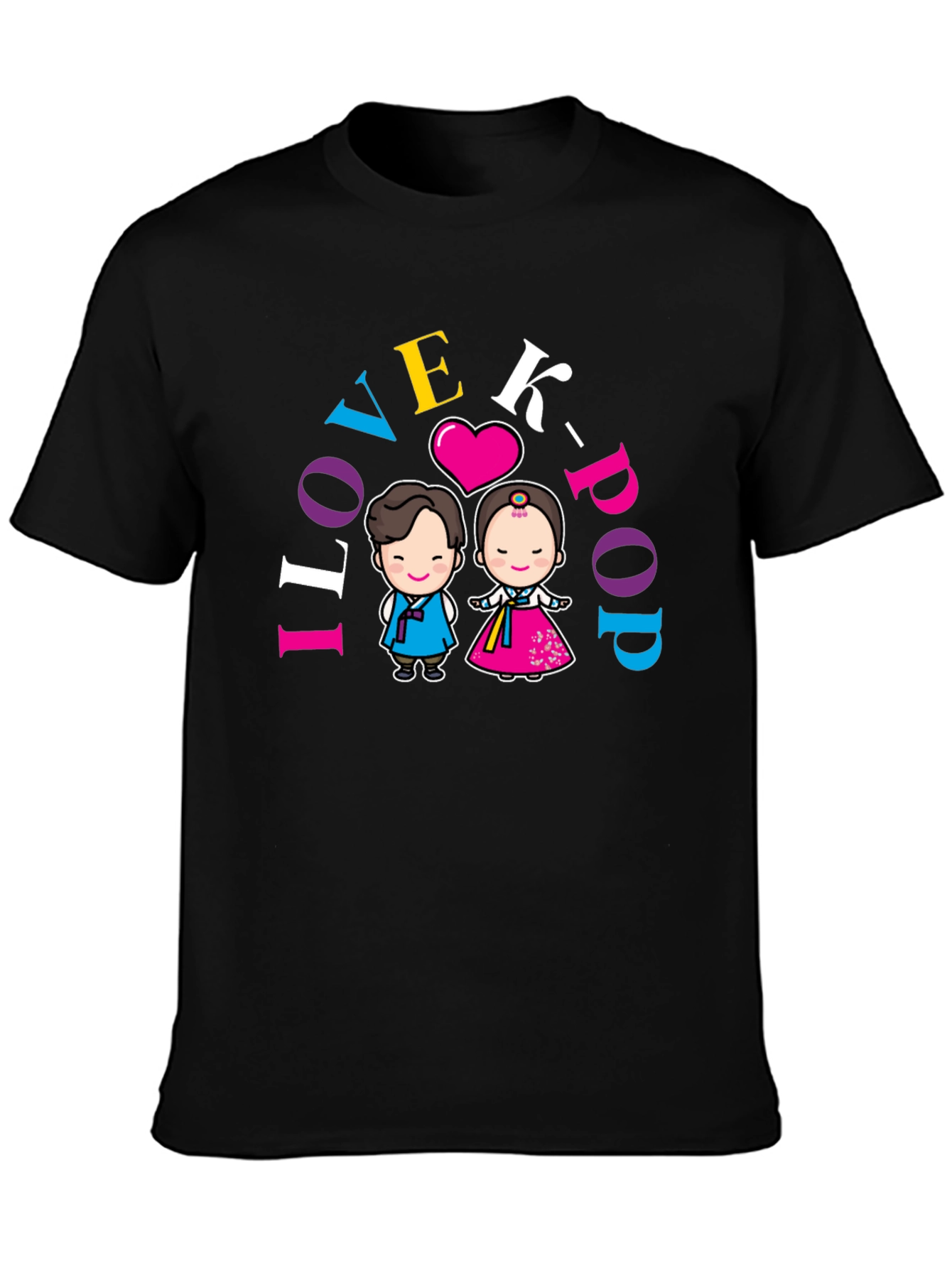 Black I Love K-Pop T-Shirt view 3