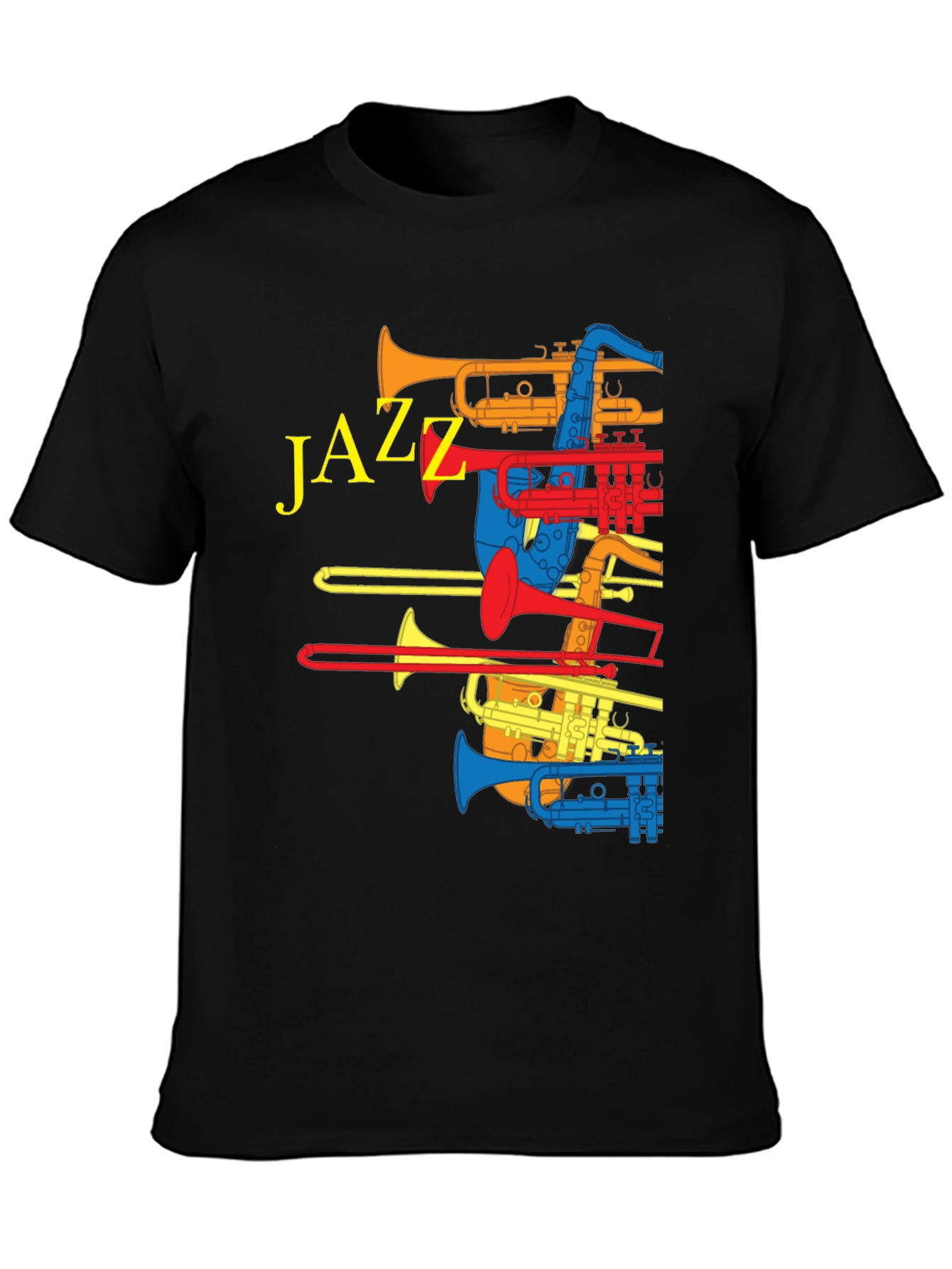Black Jazz Instrument T-Shirt - Colorful Music Tee view 3