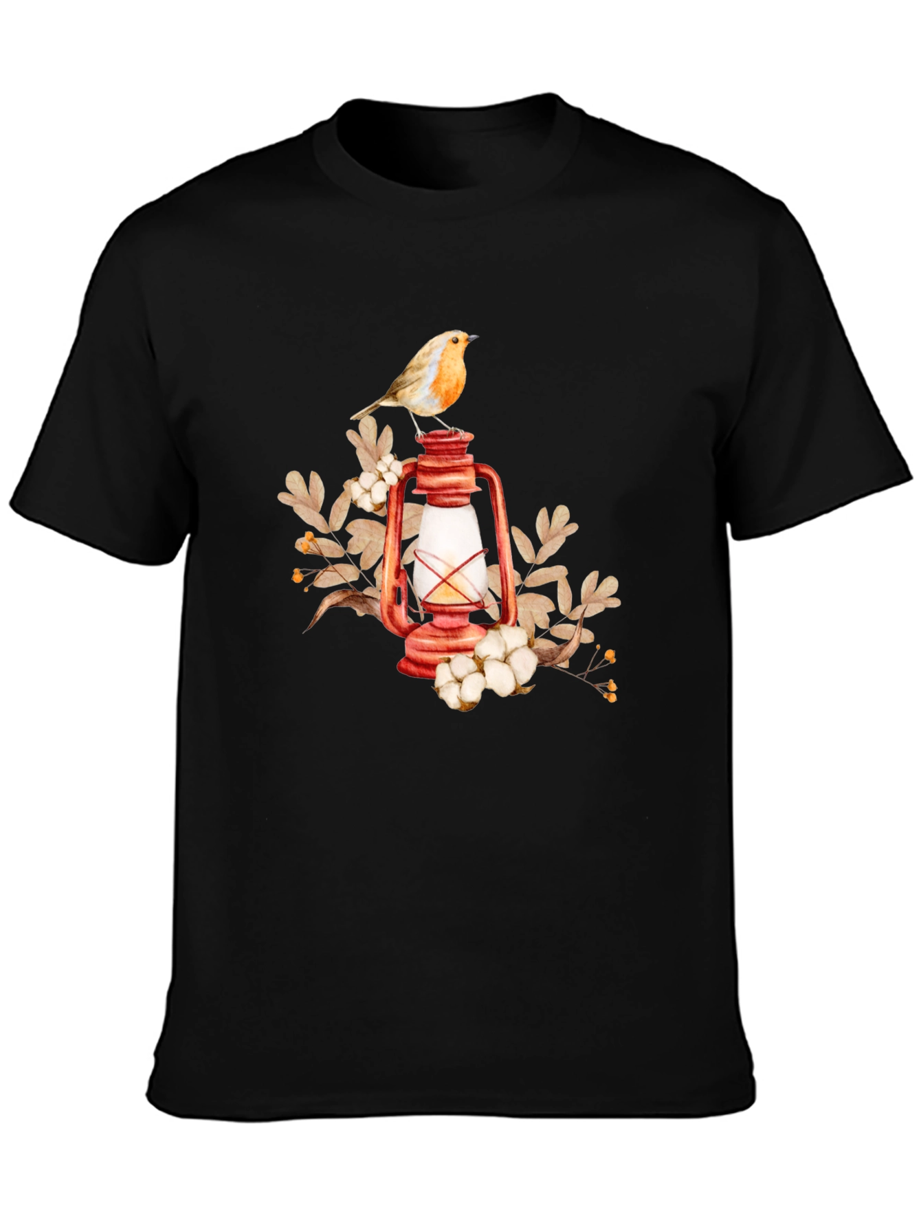 Black Bird on Lantern Graphic Tee - Black view 3