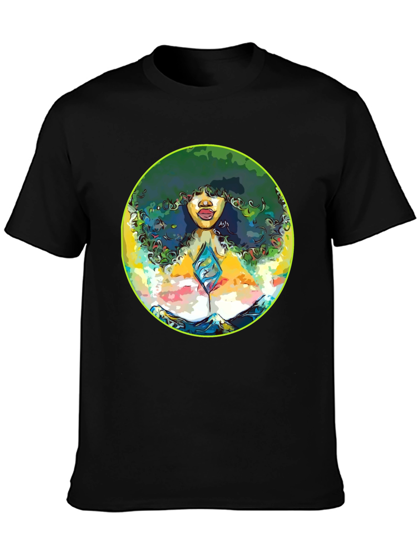Black Afro Woman Graphic Tee - Artistic Portrait T-Shirt view 3