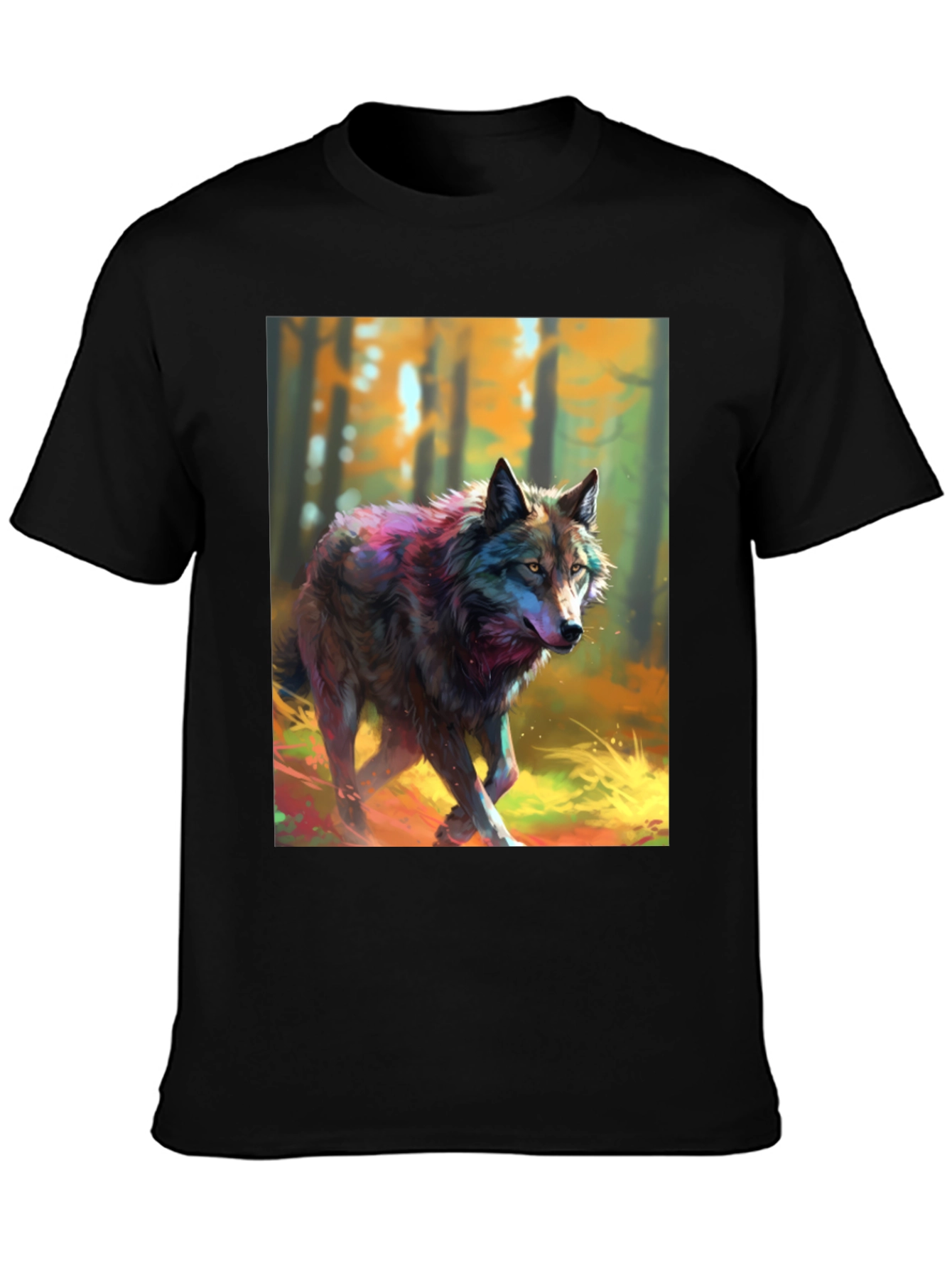 Black Wolf Graphic Tee - Black Cotton Blend view 3