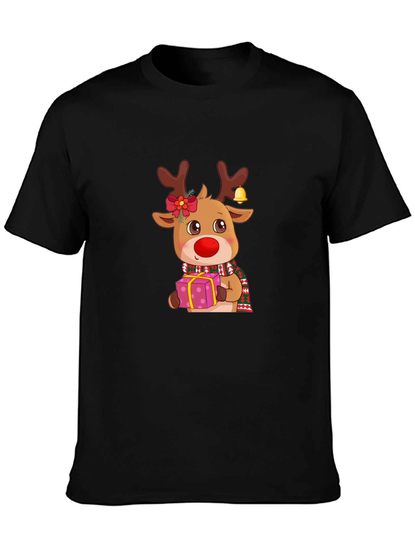Black Christmas Reindeer Graphic Tee view 3