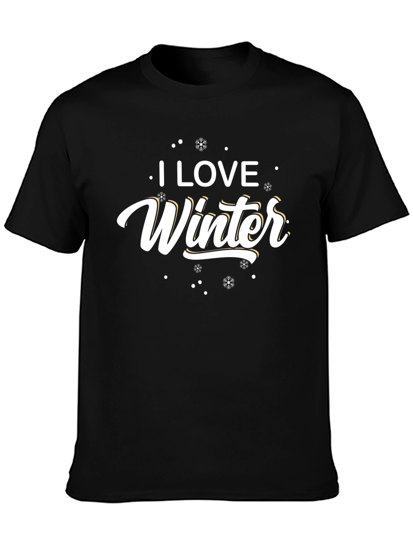 Black I Love Winter Black Graphic T-Shirt view 3