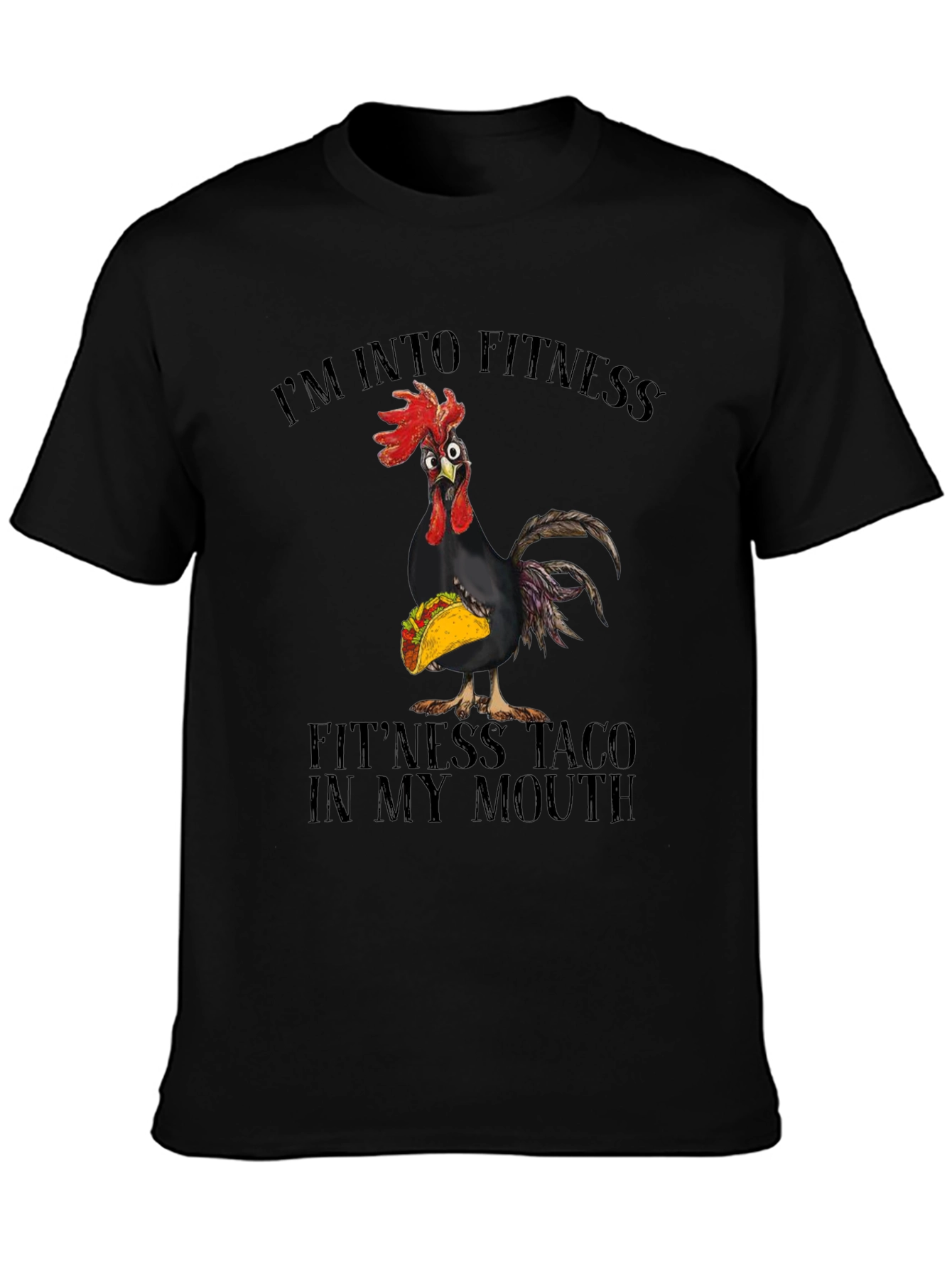 Black Fitness Taco Chicken Graphic Tee view 3