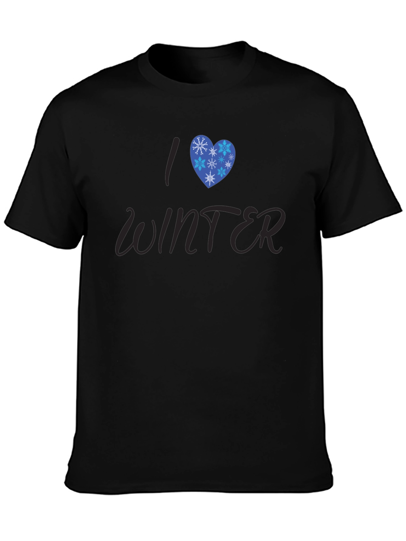 Black I Heart Winter Graphic Tee - Stylish Seasonal T-Shirt view 3