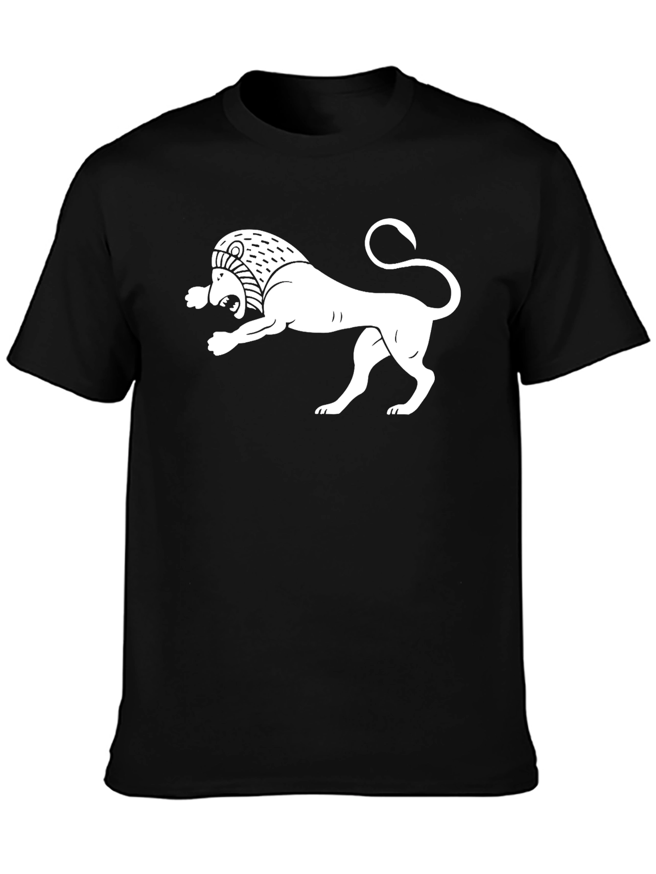 Black Black T-Shirt with White Armenian Lion Design view 3