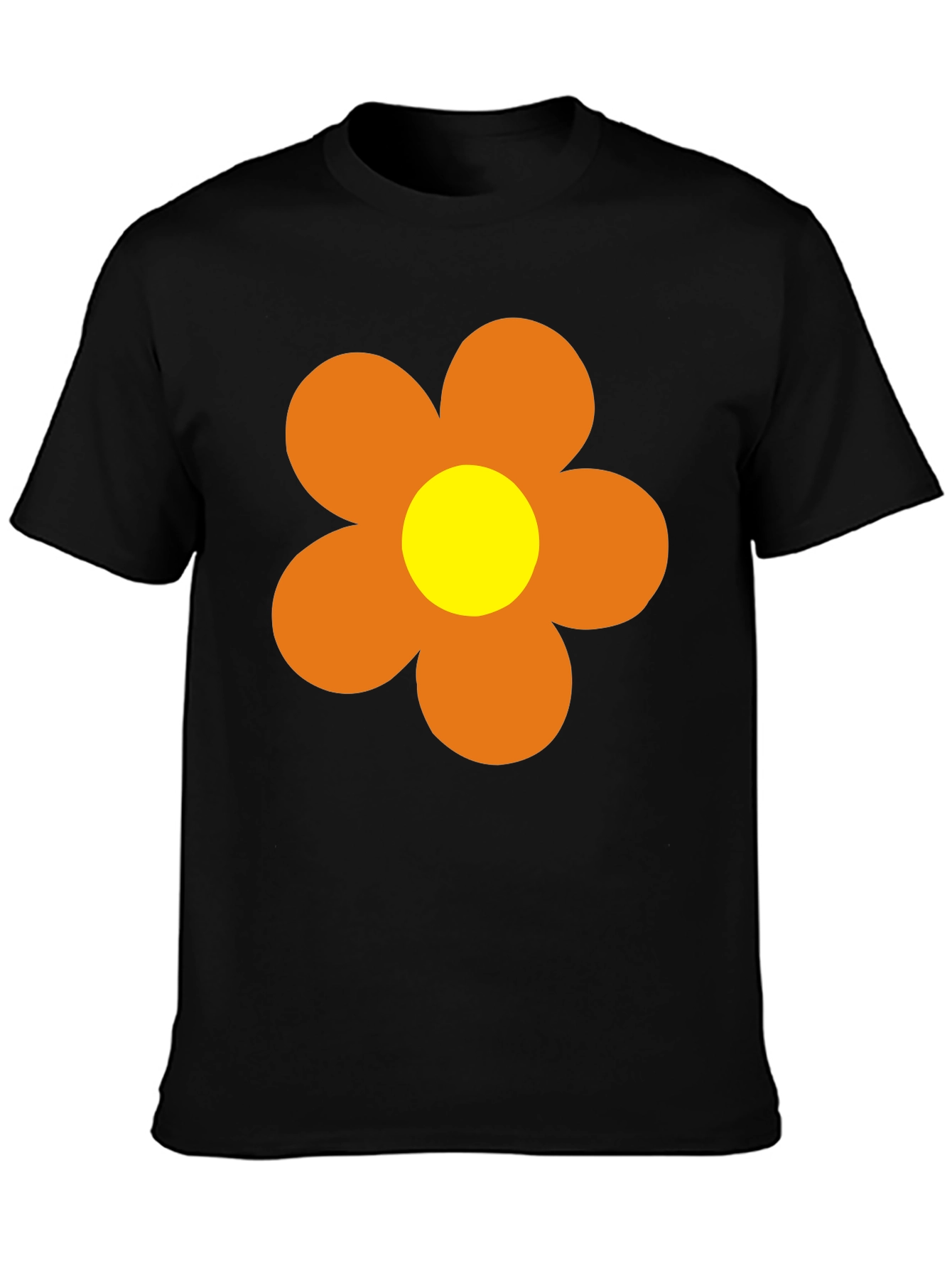Black Retro Flower Power T-Shirt - 60s 70s Style view 3