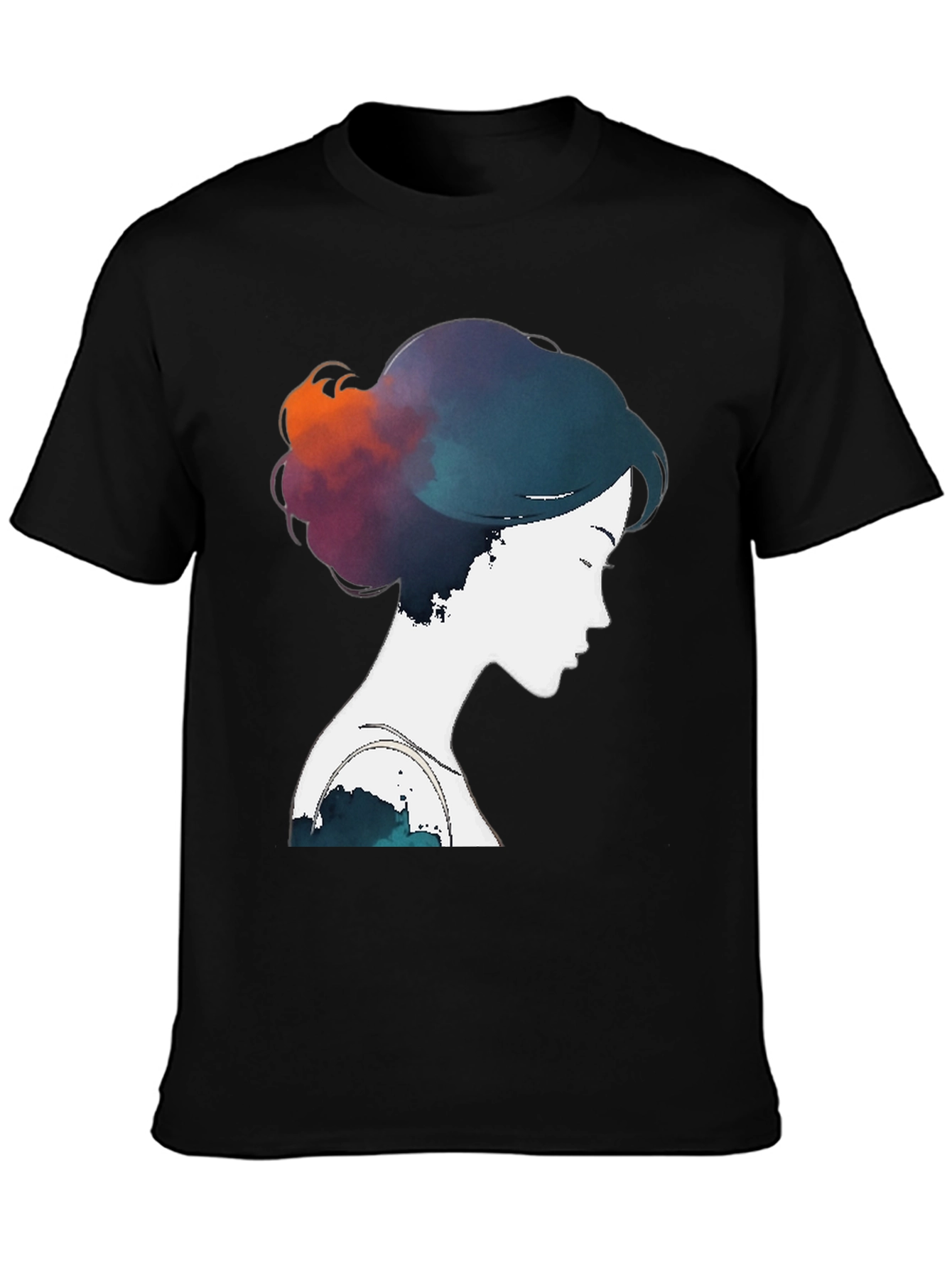 Black Watercolor Silhouette T-Shirt - Artistic Design view 3
