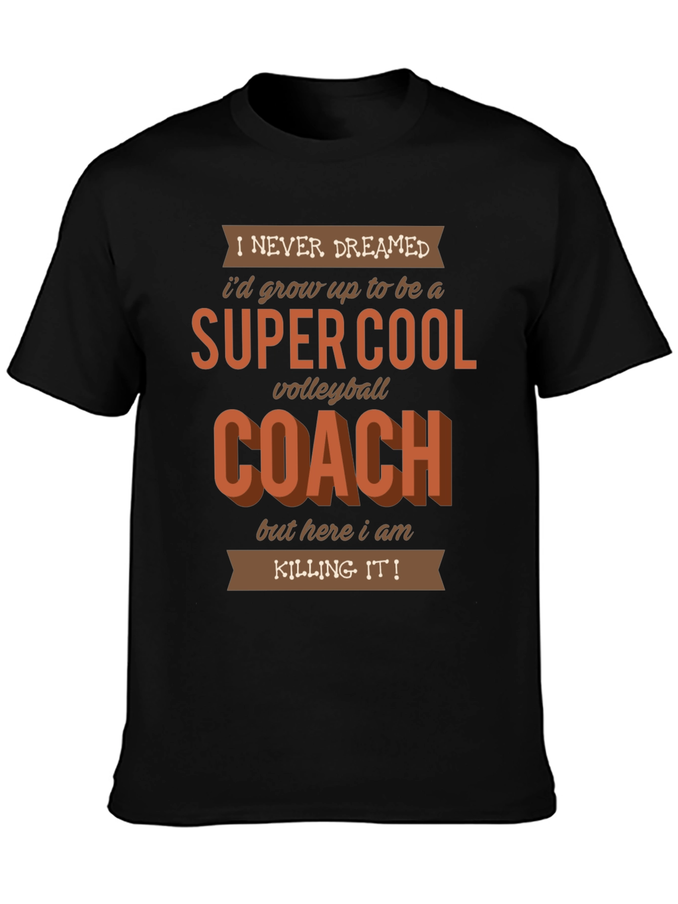 Black Super Cool Volleyball Coach Graphic T-Shirt view 3
