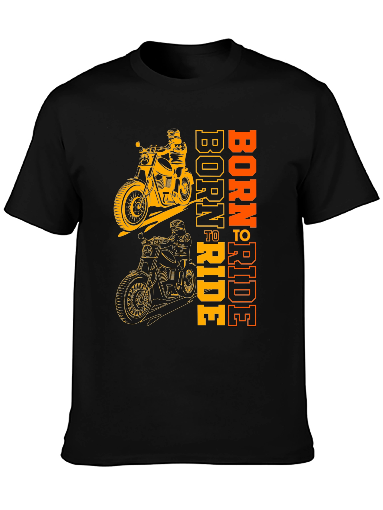 Black Born to Ride Motorcycle Graphic Tee - Black view 3