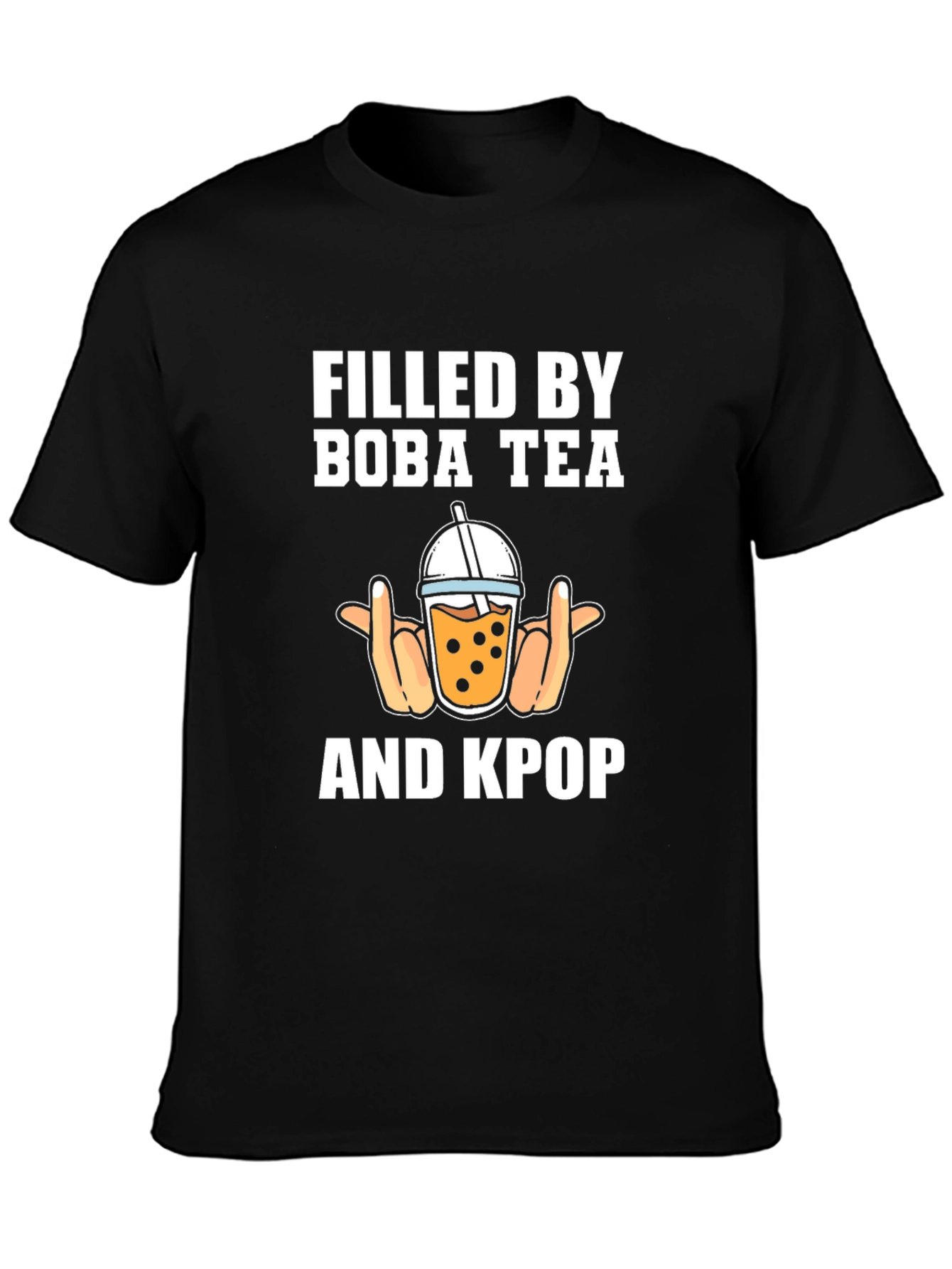 Black Filled By Boba Tea & KPOP T-Shirt view 3