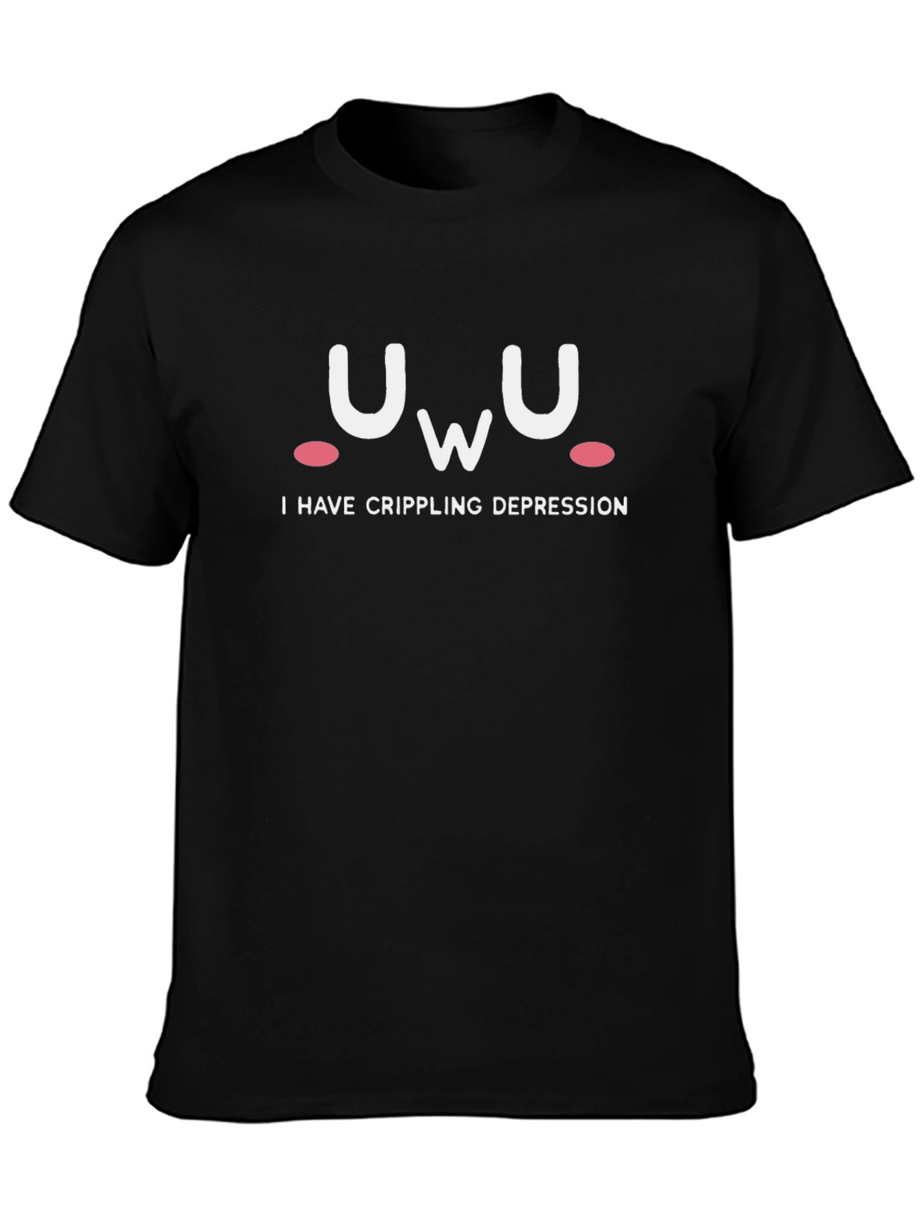 Black UwU Crippling Depression Graphic Tee - Soft Black T-Shirt view 3