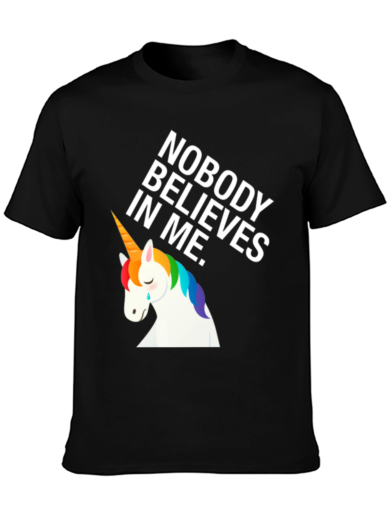 Black Sad Unicorn Graphic Tee - Nobody Believes view 3