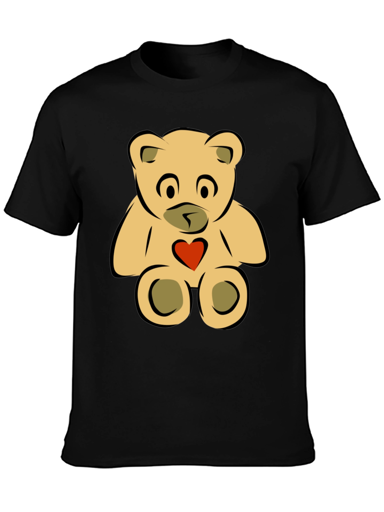 Black Cute Teddy Bear Graphic Tee - Black view 3