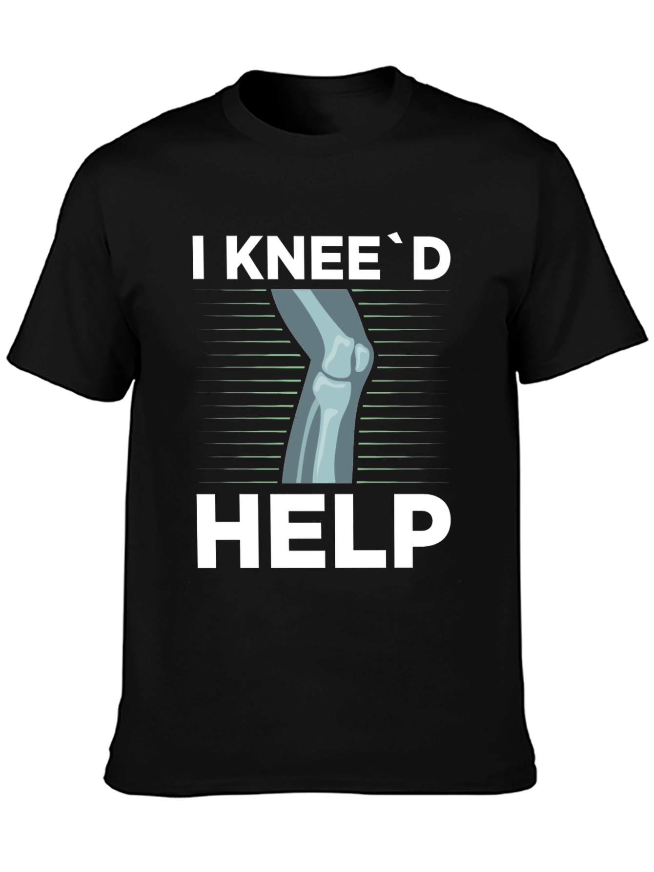 Black I Knee'd Help Funny Bone T-Shirt view 3