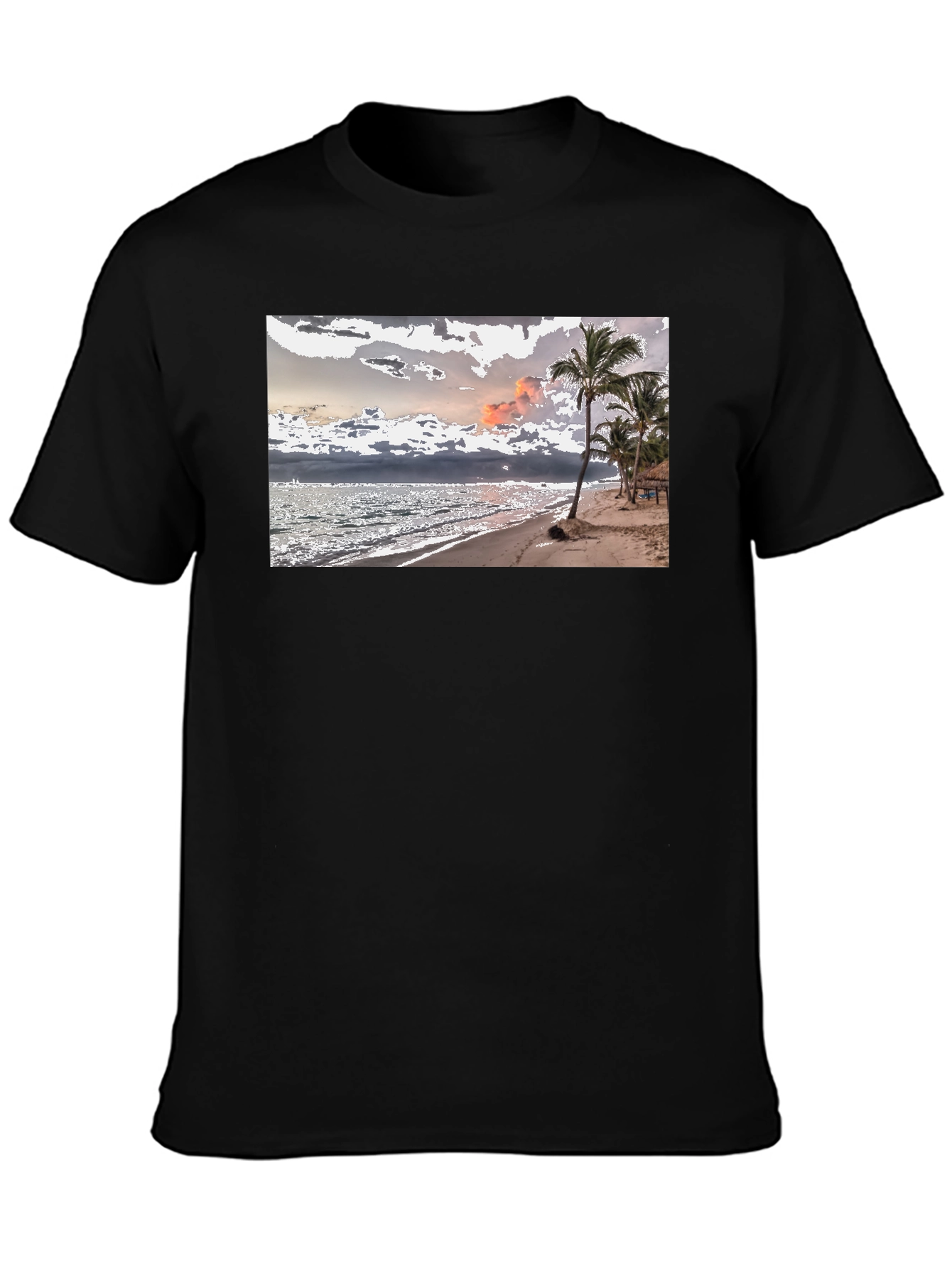 Black Beach Scene Graphic Tee view 3