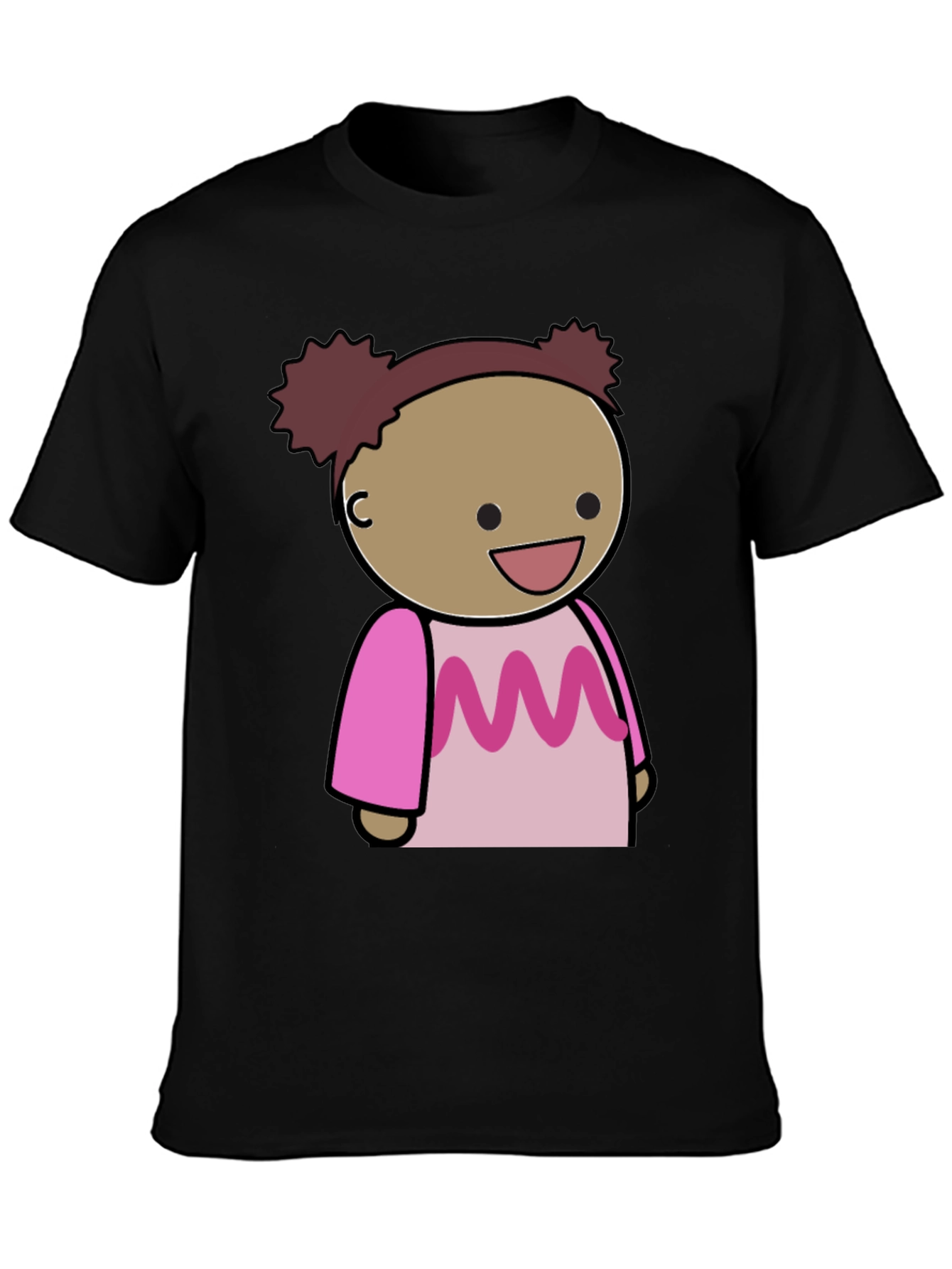Black Cartoon Character Graphic Tee - Black Cotton Blend view 3