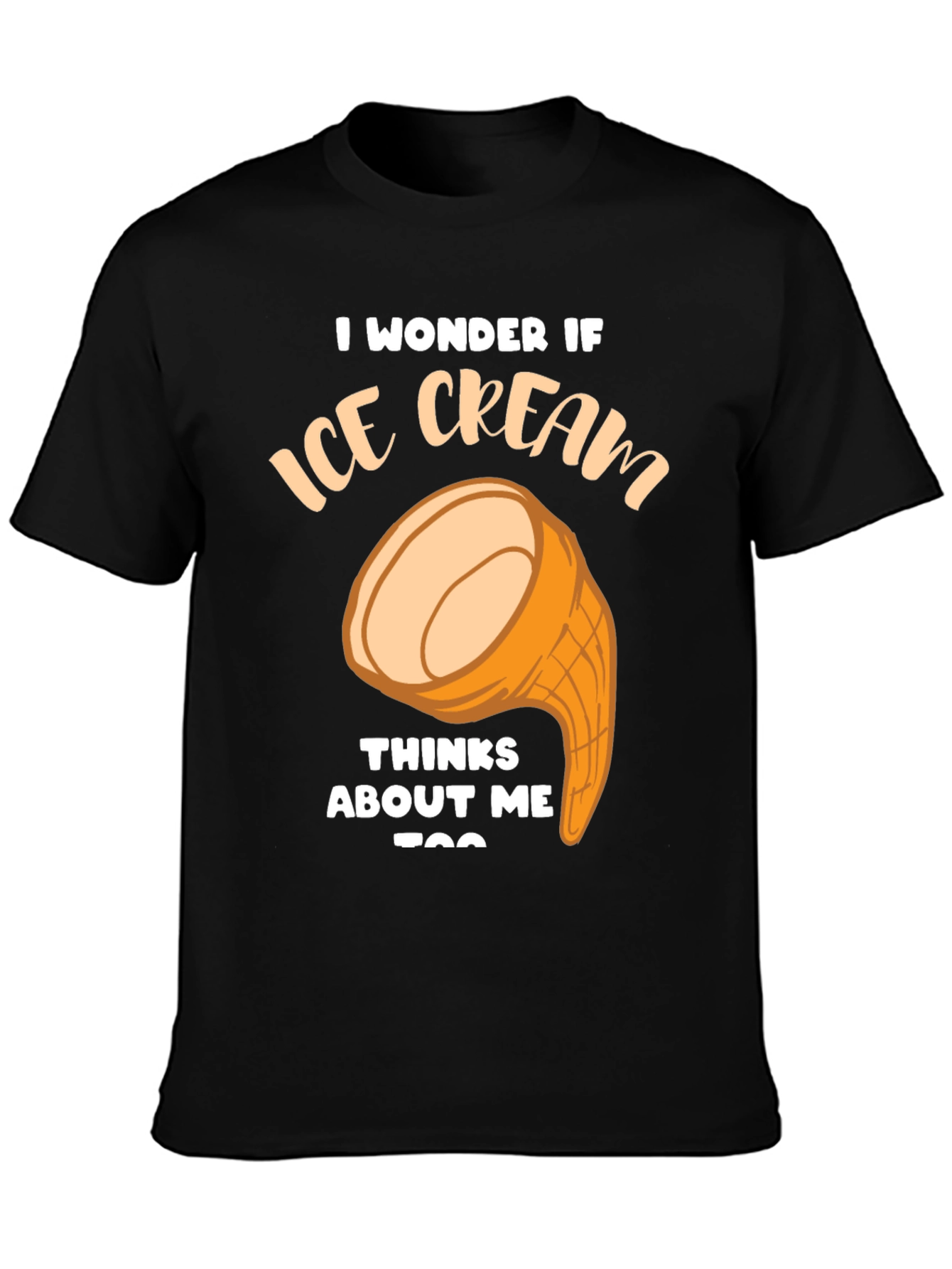 Black Ice Cream Thinks About Me Funny Graphic T-Shirt view 3
