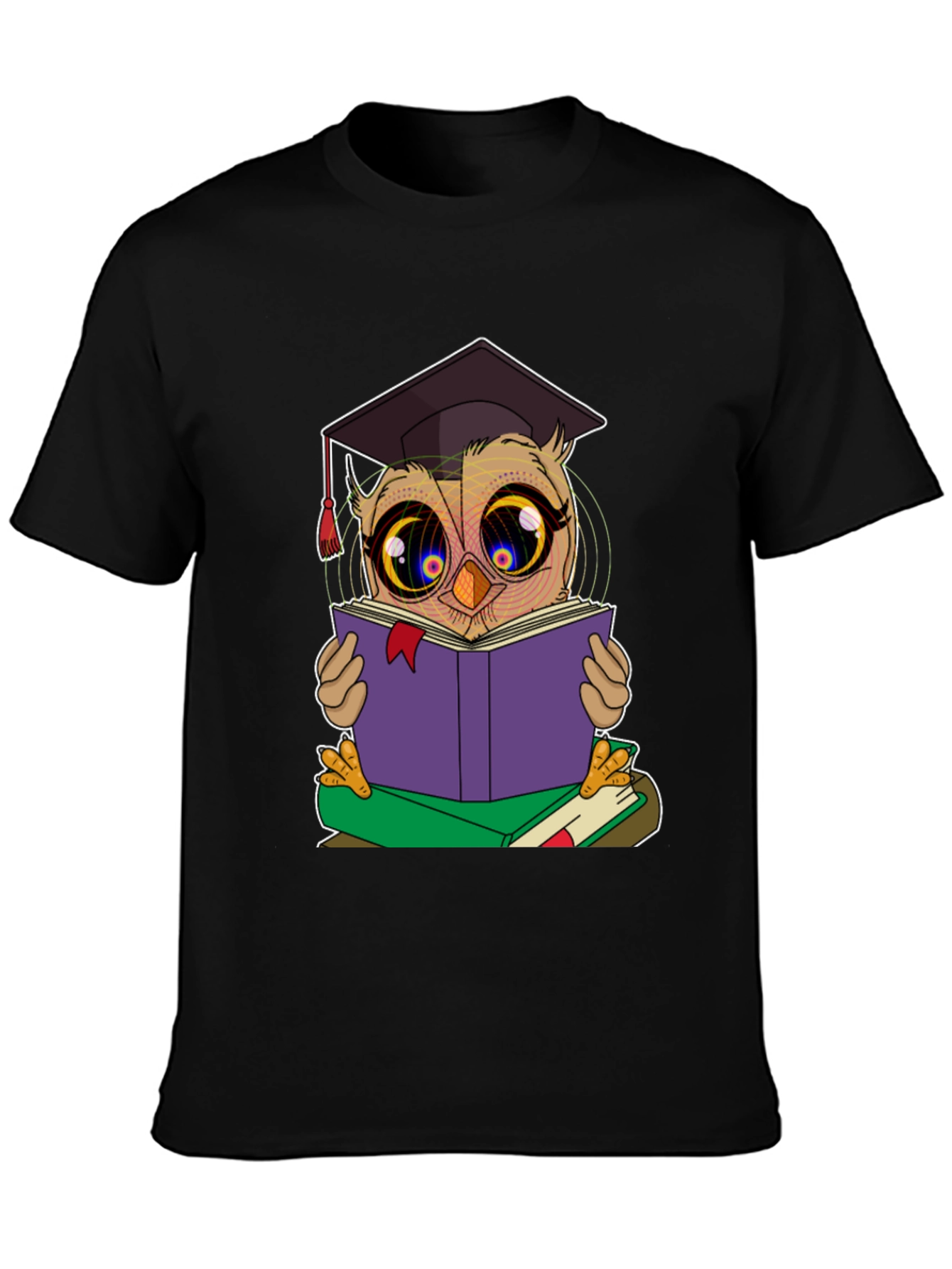 Black Owl Reading Book T-Shirt view 3