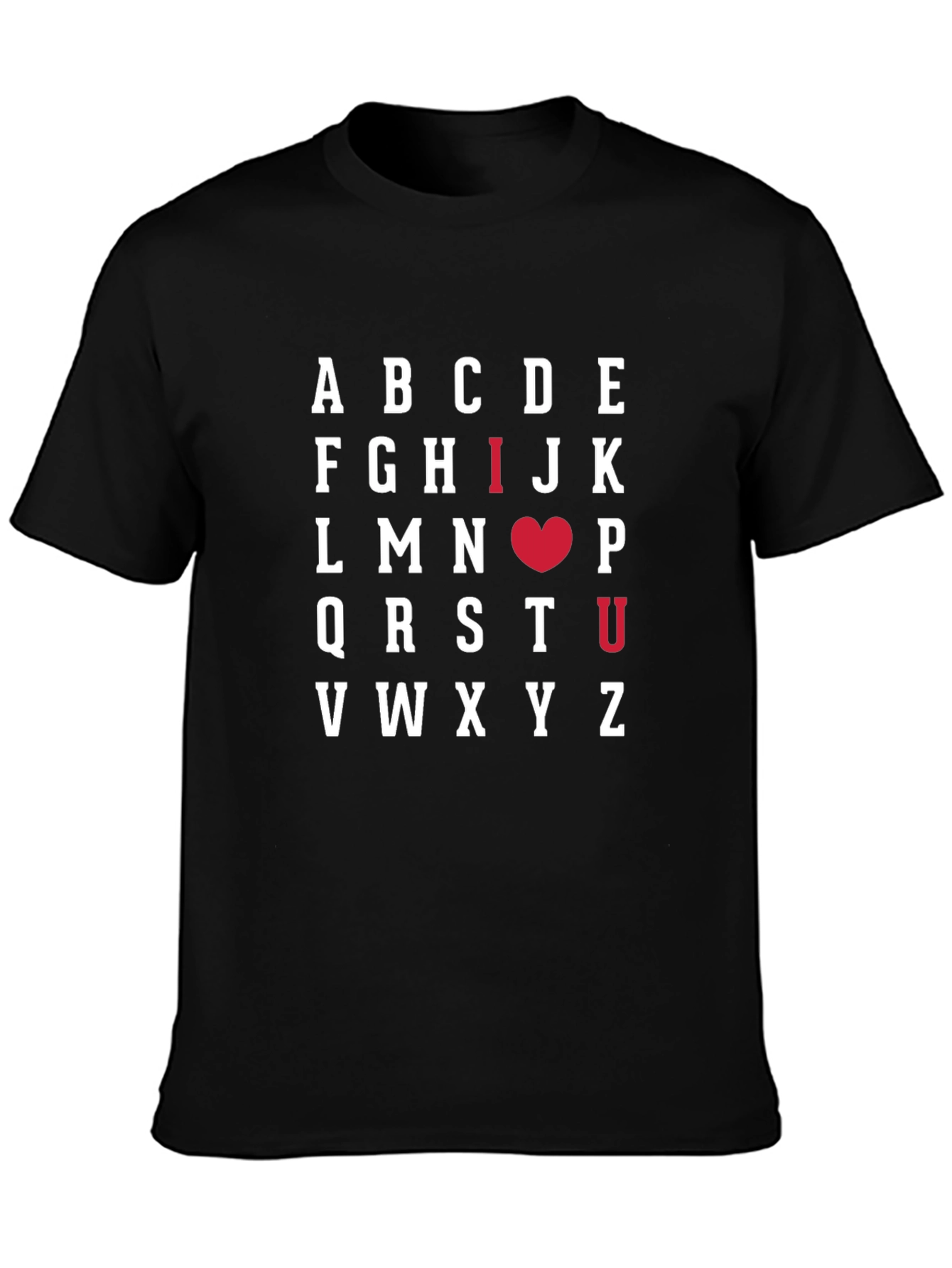 Black I Heart U Alphabet Shirt - Black Cotton Tee view 3