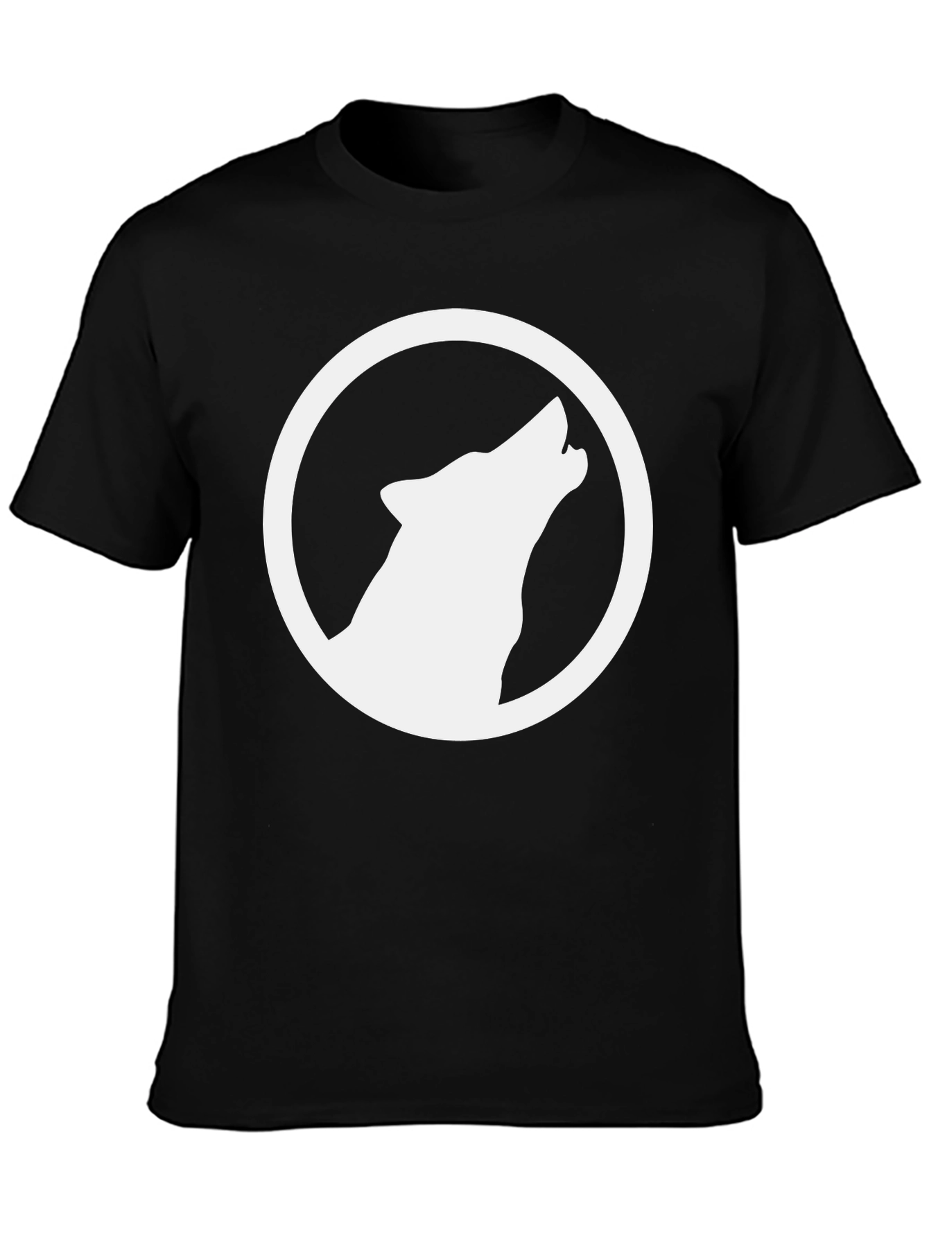 Black Wolf Circle Graphic T-Shirt - Black Cotton Tee view 3