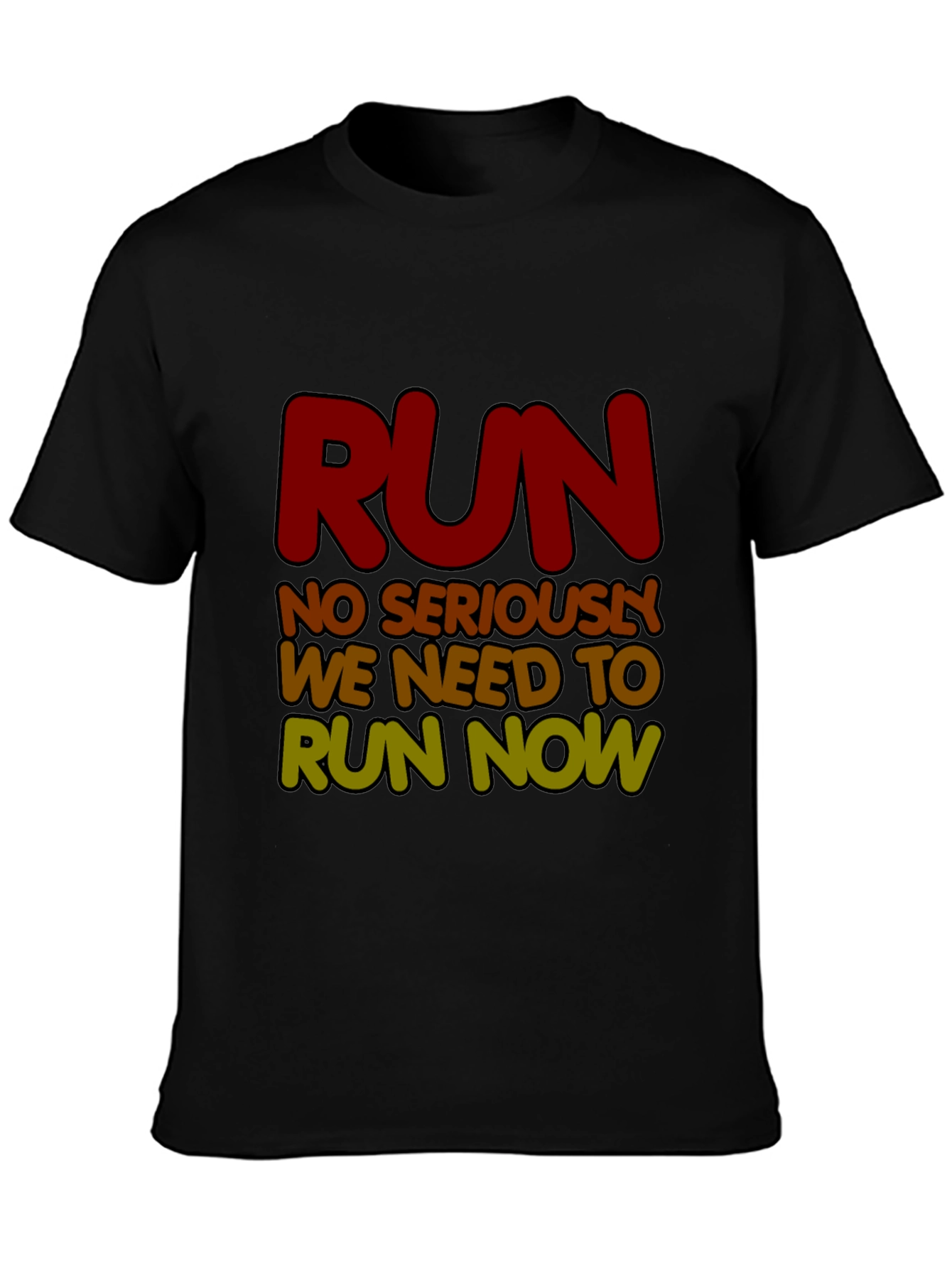 Black Run Now Graphic Tee - Funny Running Shirt view 3