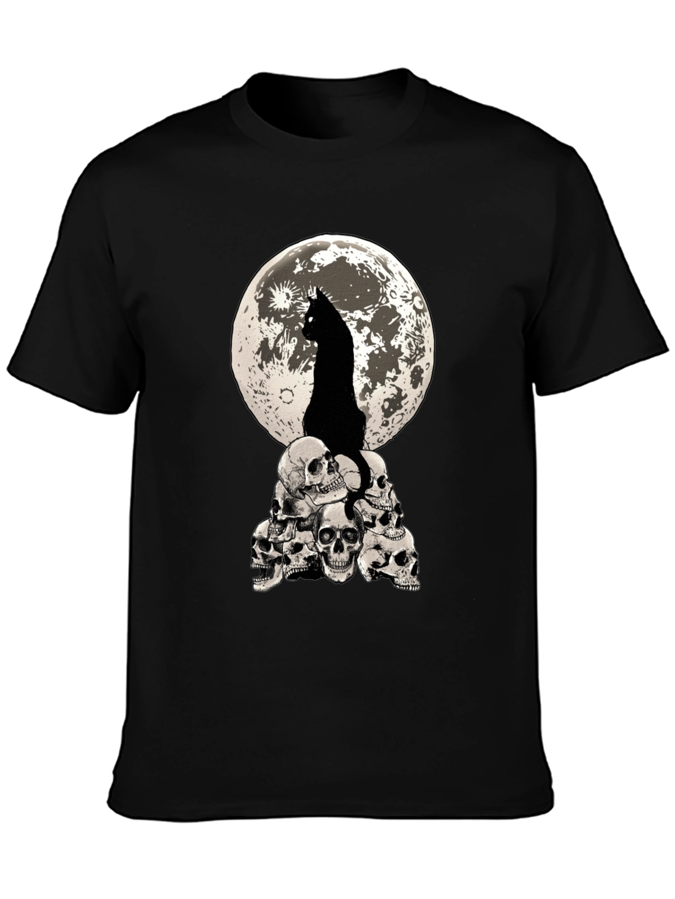 Black Cat Moon Skulls Graphic Tee view 3
