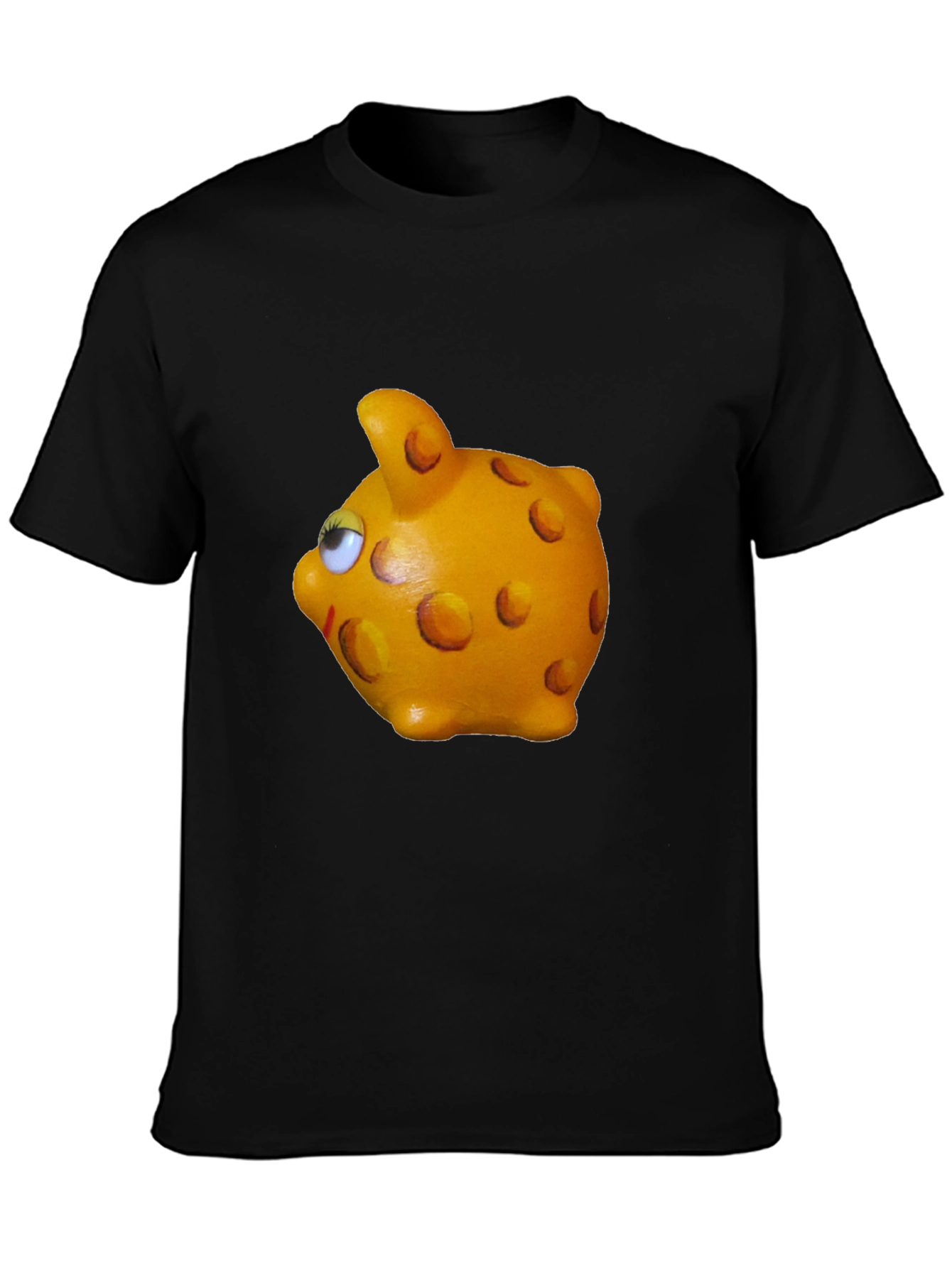 Black Funny Piggy Bank Graphic Tee - Unisex view 3