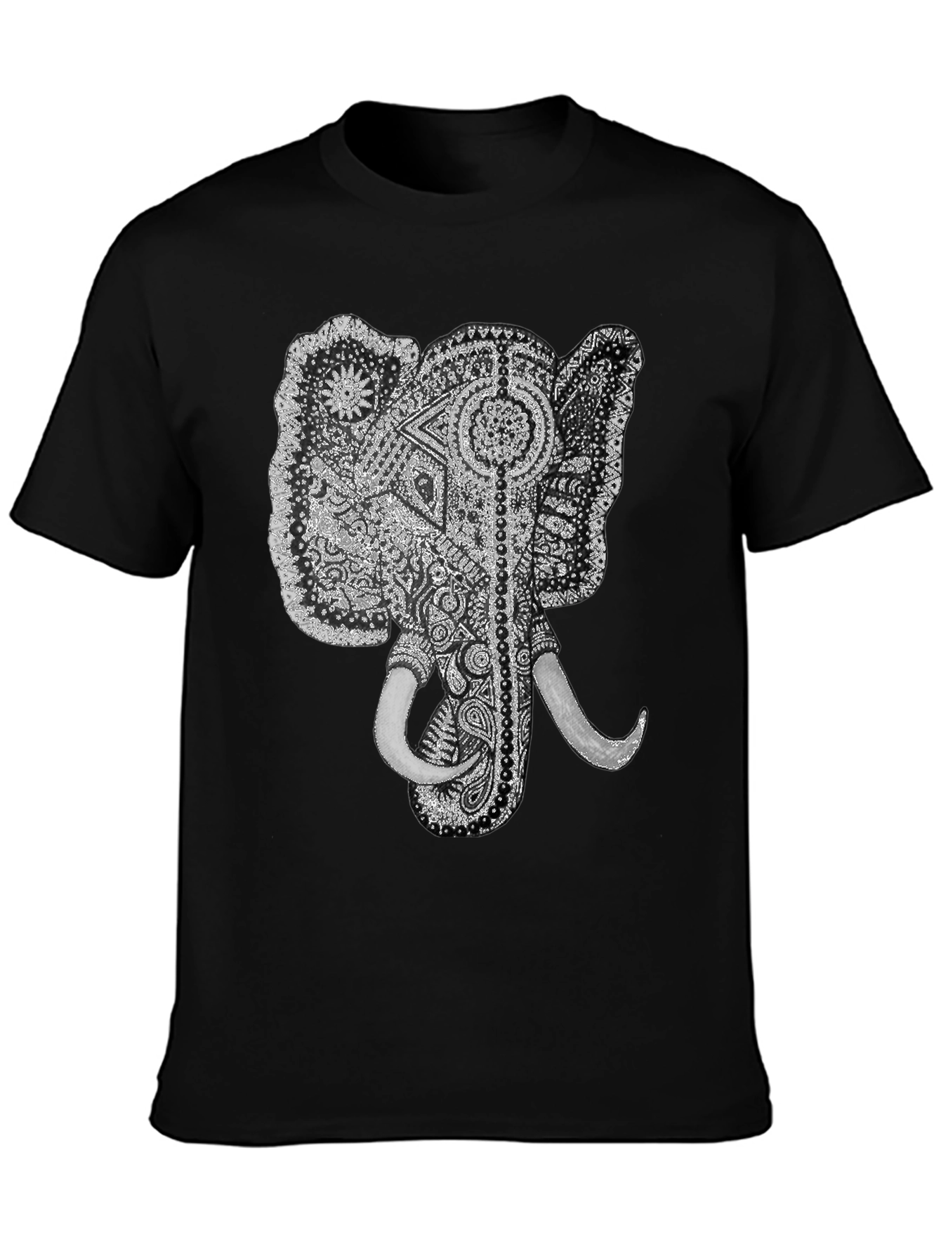 Black Elephant Graphic Tee - Black Cotton T-Shirt view 3