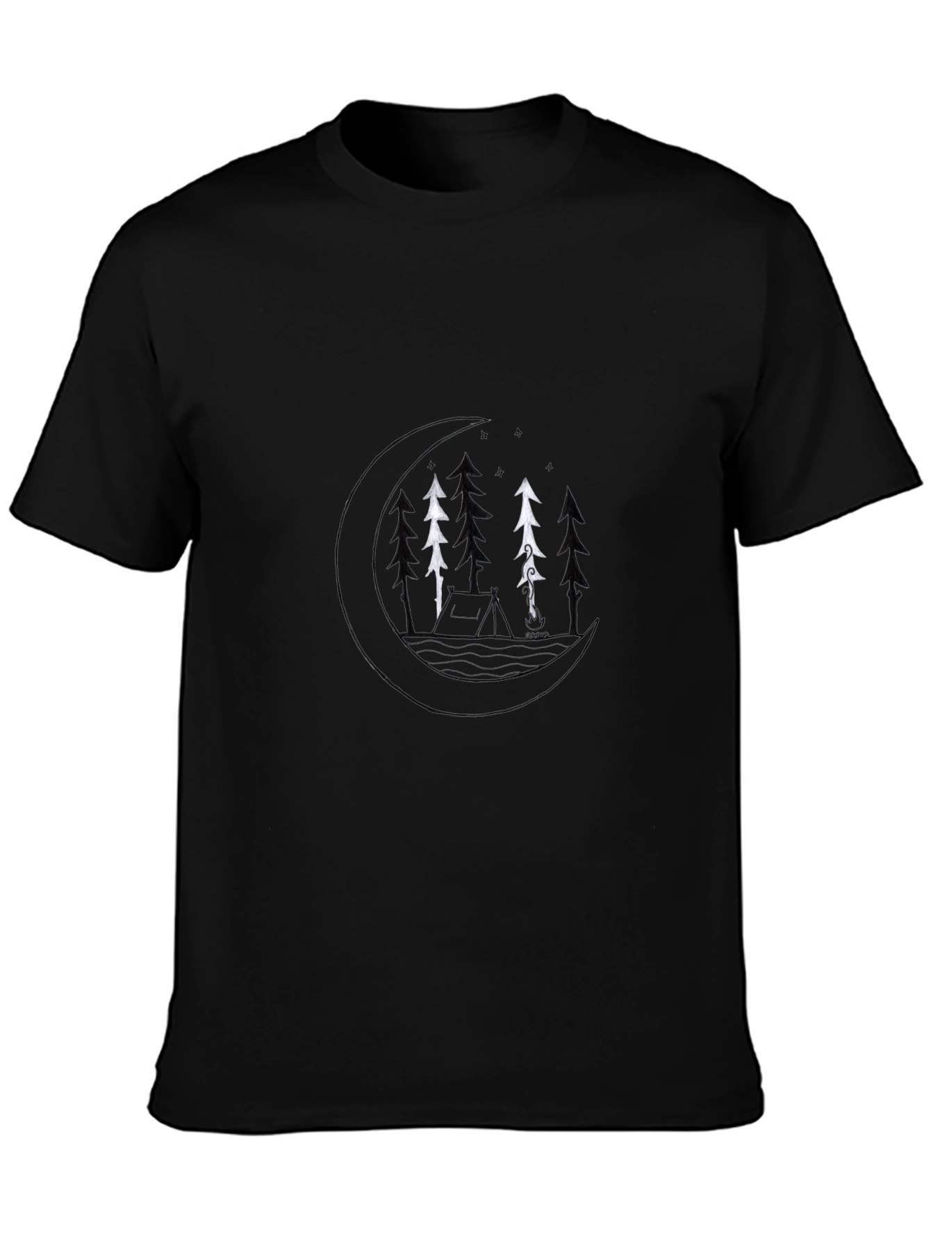 Black Nature Scene Black T-Shirt view 3