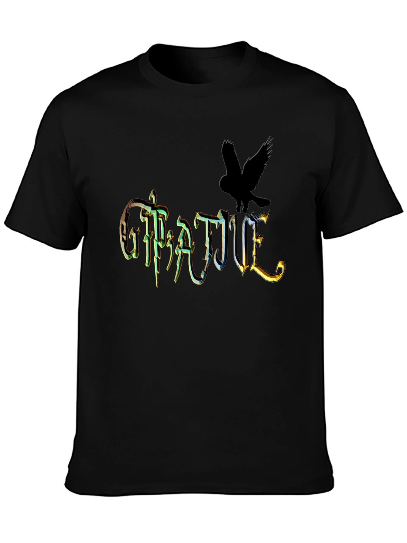 Black Gratitude Raven Graphic Tee - Unisex view 3