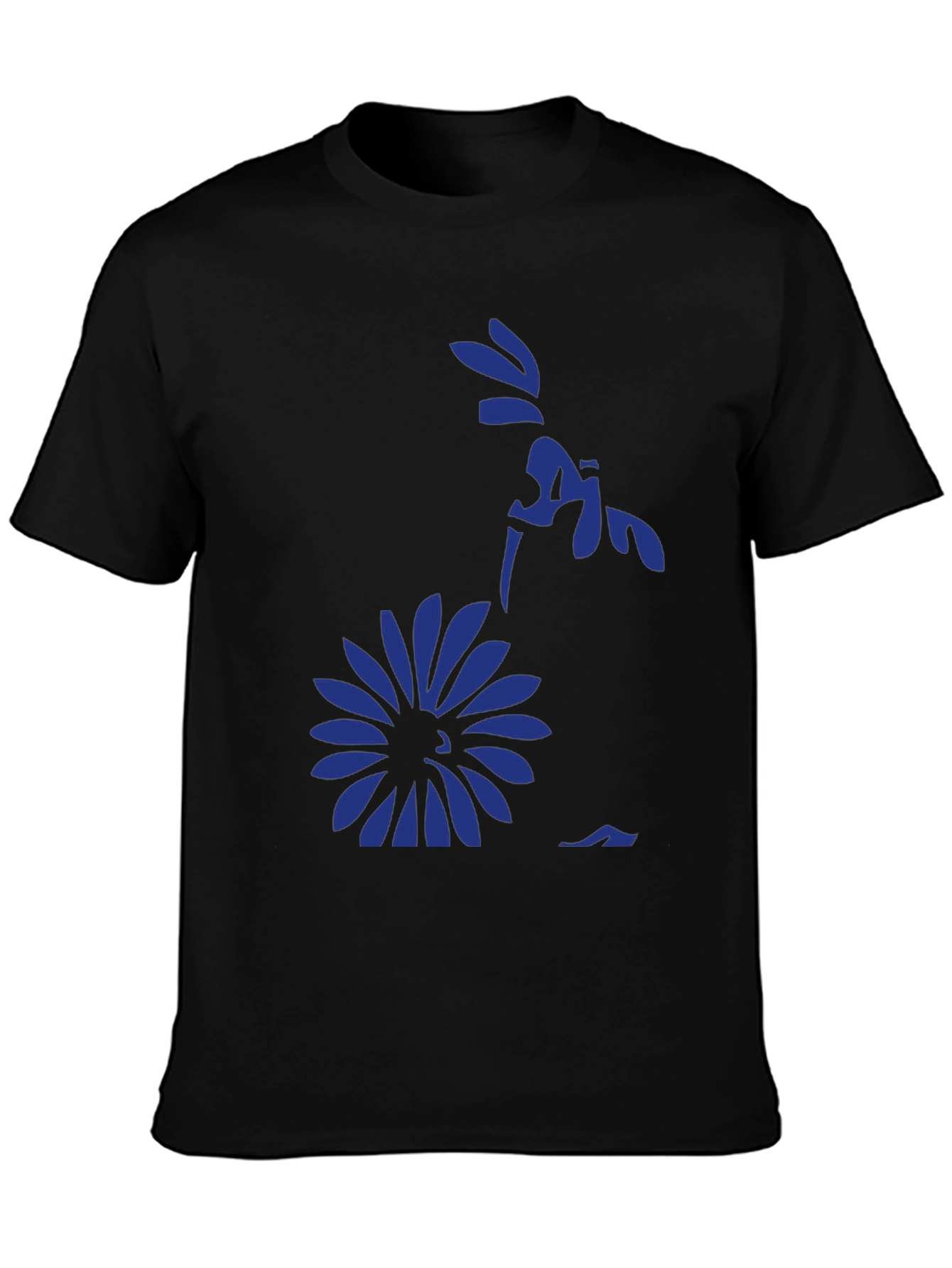 Black Black Graphic Tee - Floral Silhouette Design view 3