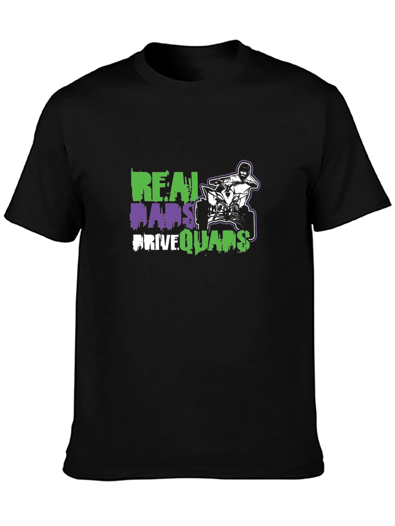 Black Real Dads Drive Quads Black T-Shirt view 3
