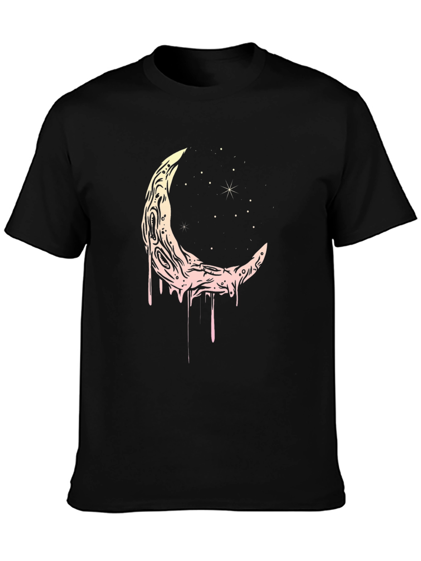 Black Crescent Moon Graphic Black T-Shirt view 3