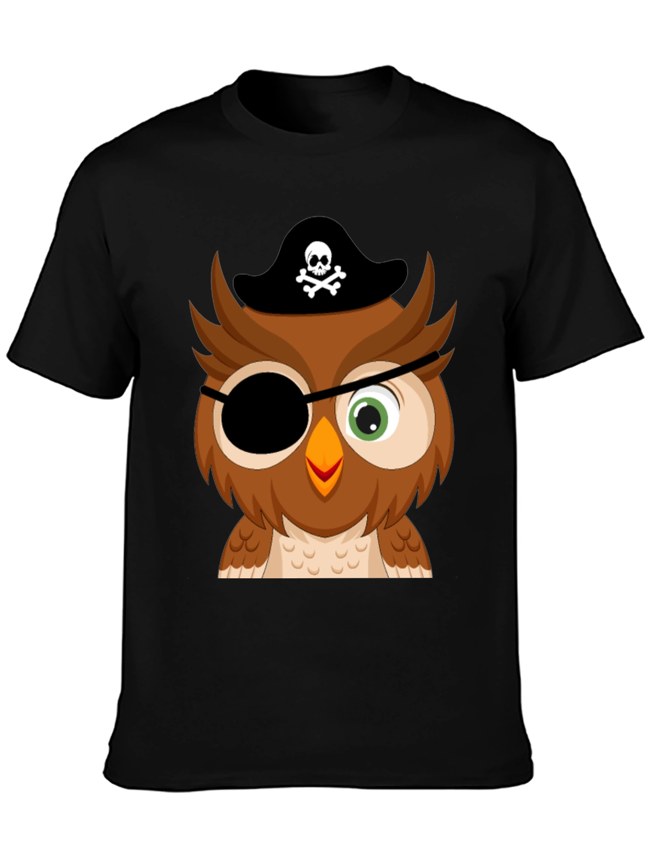 Black Pirate Owl Graphic Tee - Mens Black T-Shirt view 3