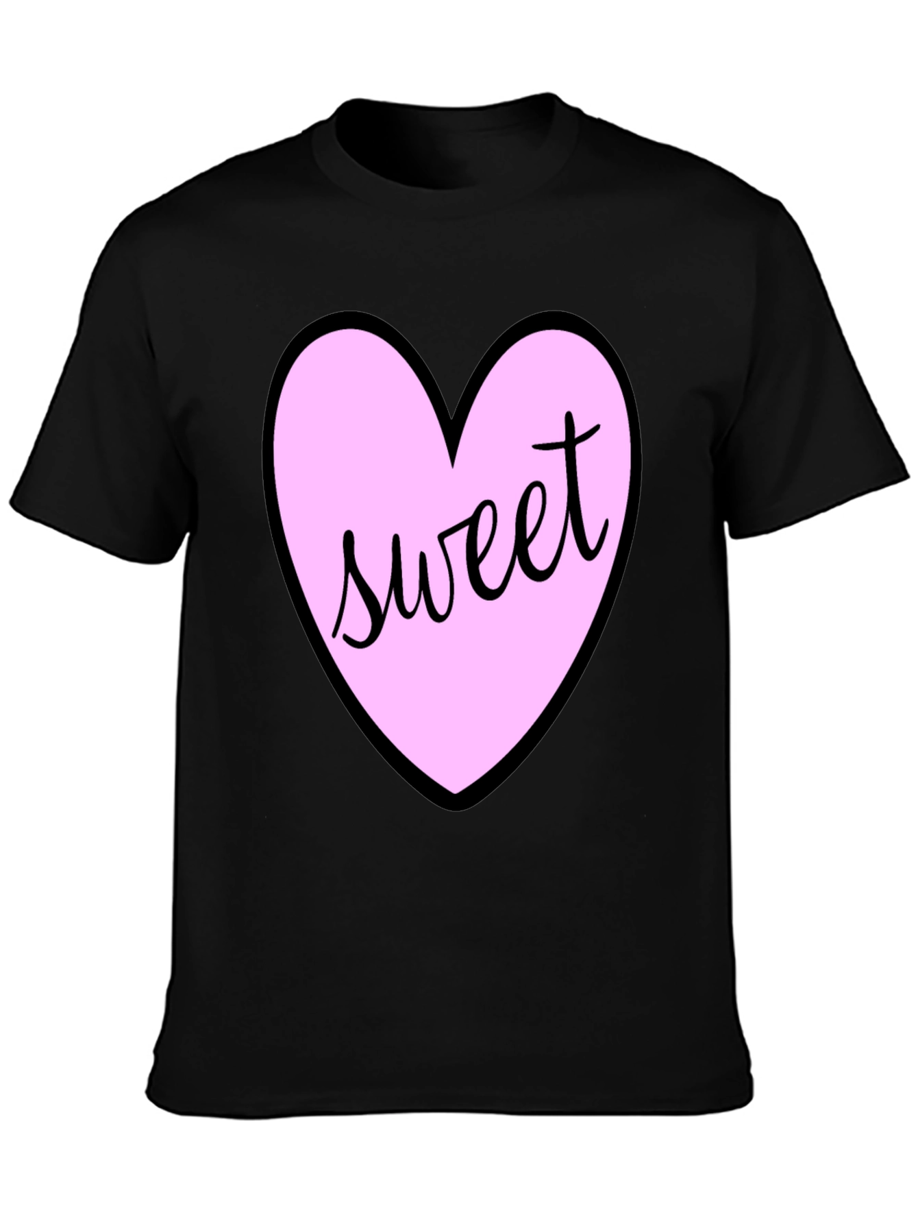 Black Sweet Heart T-Shirt - Black Cotton Valentine's Day Tee view 3