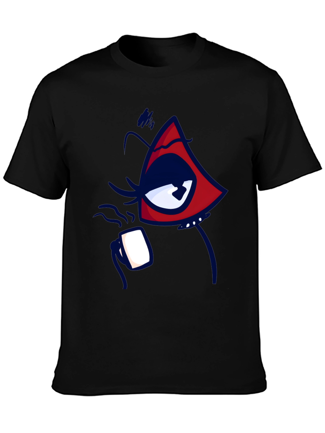 Black Eye Catching Graphic Tee - Black Cotton Blend view 3