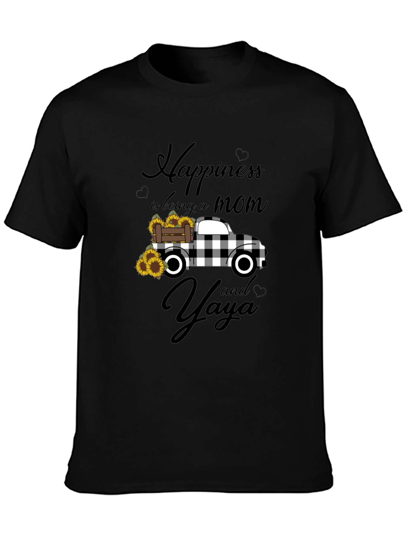 Black Happiness Mom and Yaya Graphic Tee view 3