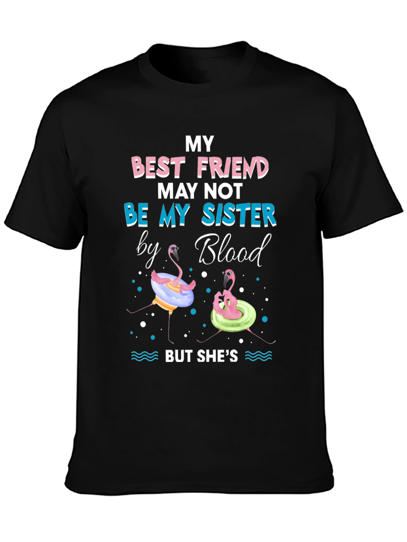 Black Best Friend Sister Flamingo Graphic Tee view 3
