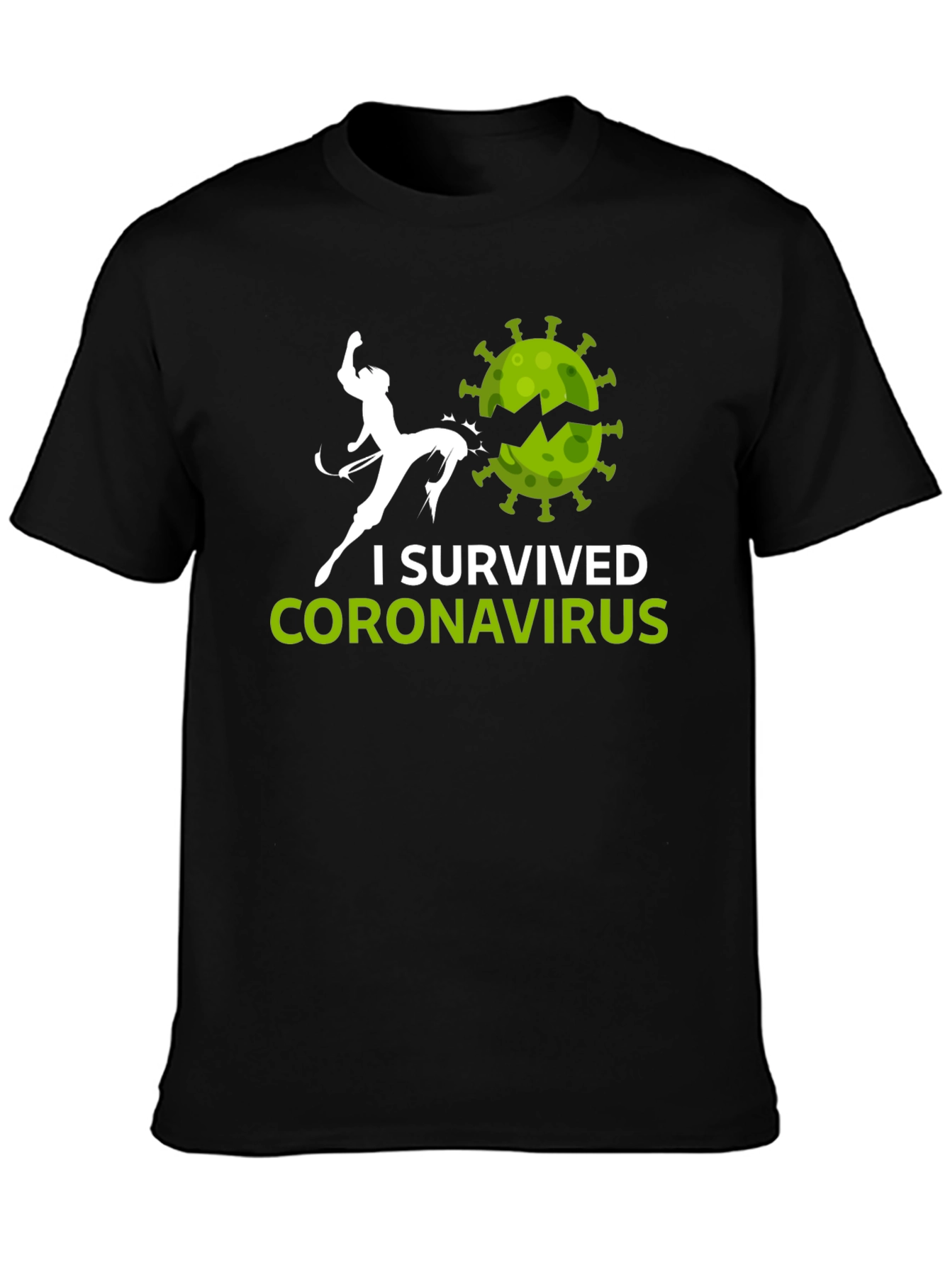 Black I Survived Coronavirus T-Shirt view 3