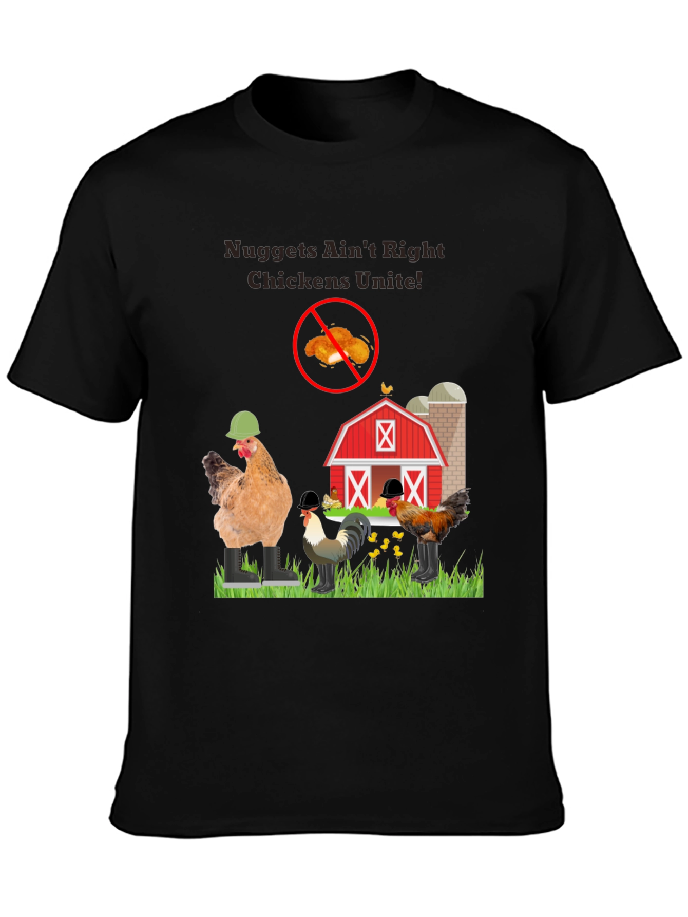 Black Nuggets Ain't Right Chickens Unite! T-Shirt view 3