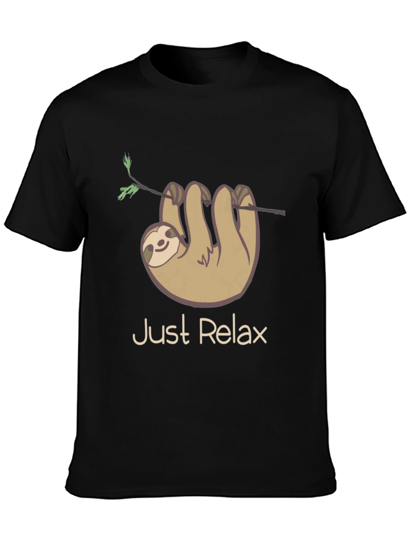 Black Just Relax Sloth Graphic Tee - Casual Comfort view 3