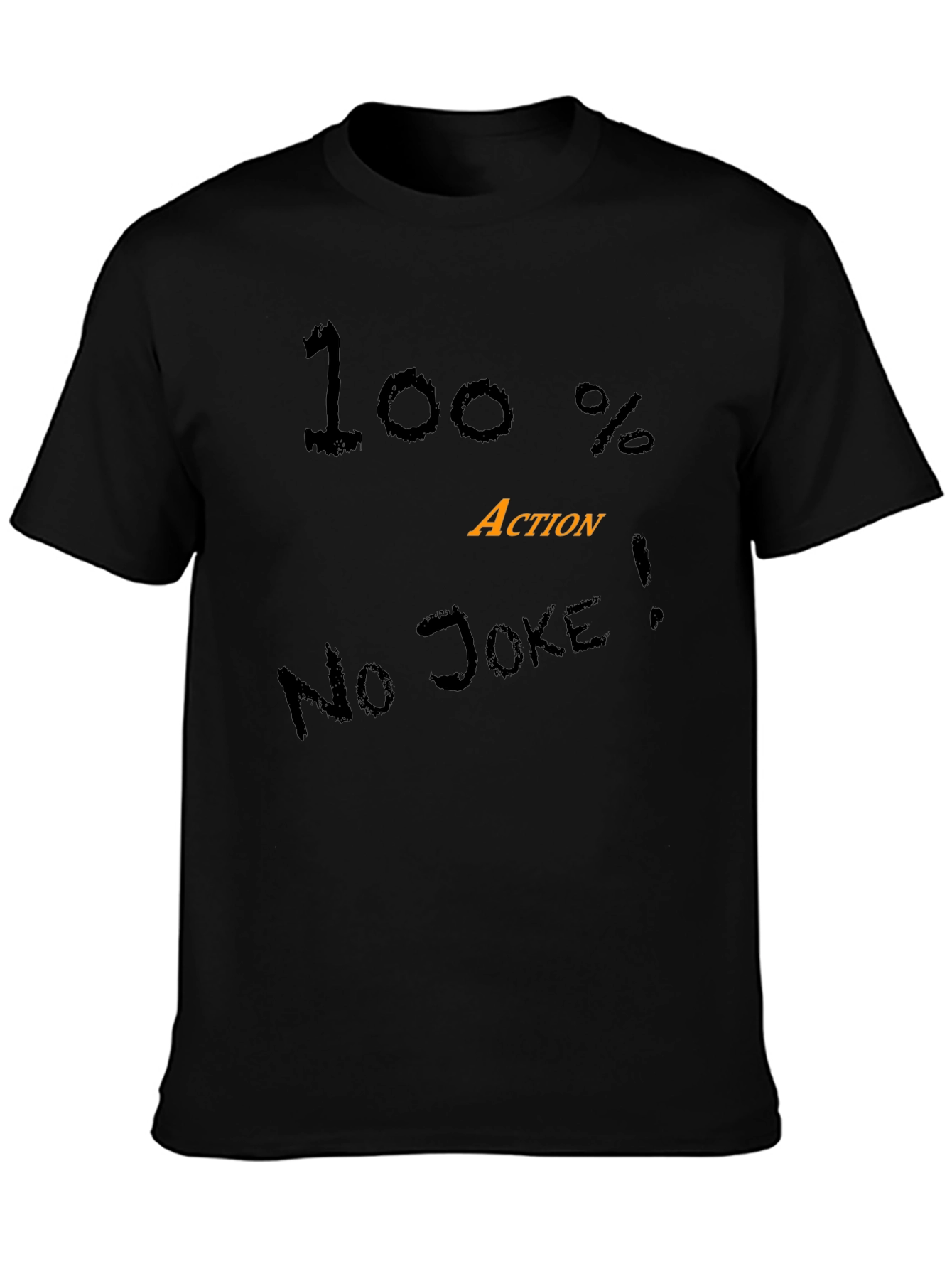 Black 100% Action Black Graphic Tee - No Joke! view 3
