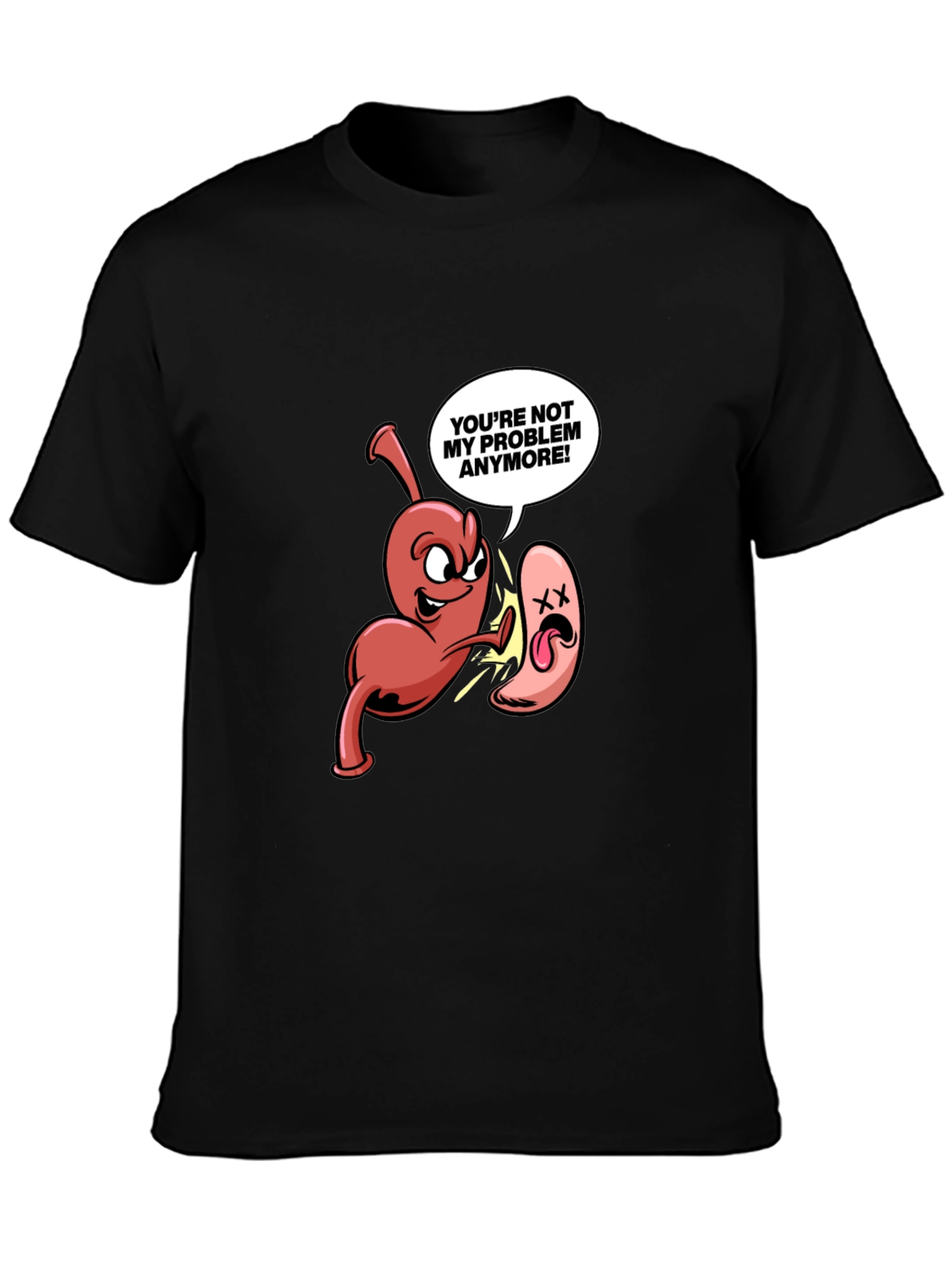 Black Funny Anatomy Humor T-Shirt - "Not My Problem Anymore!" view 3