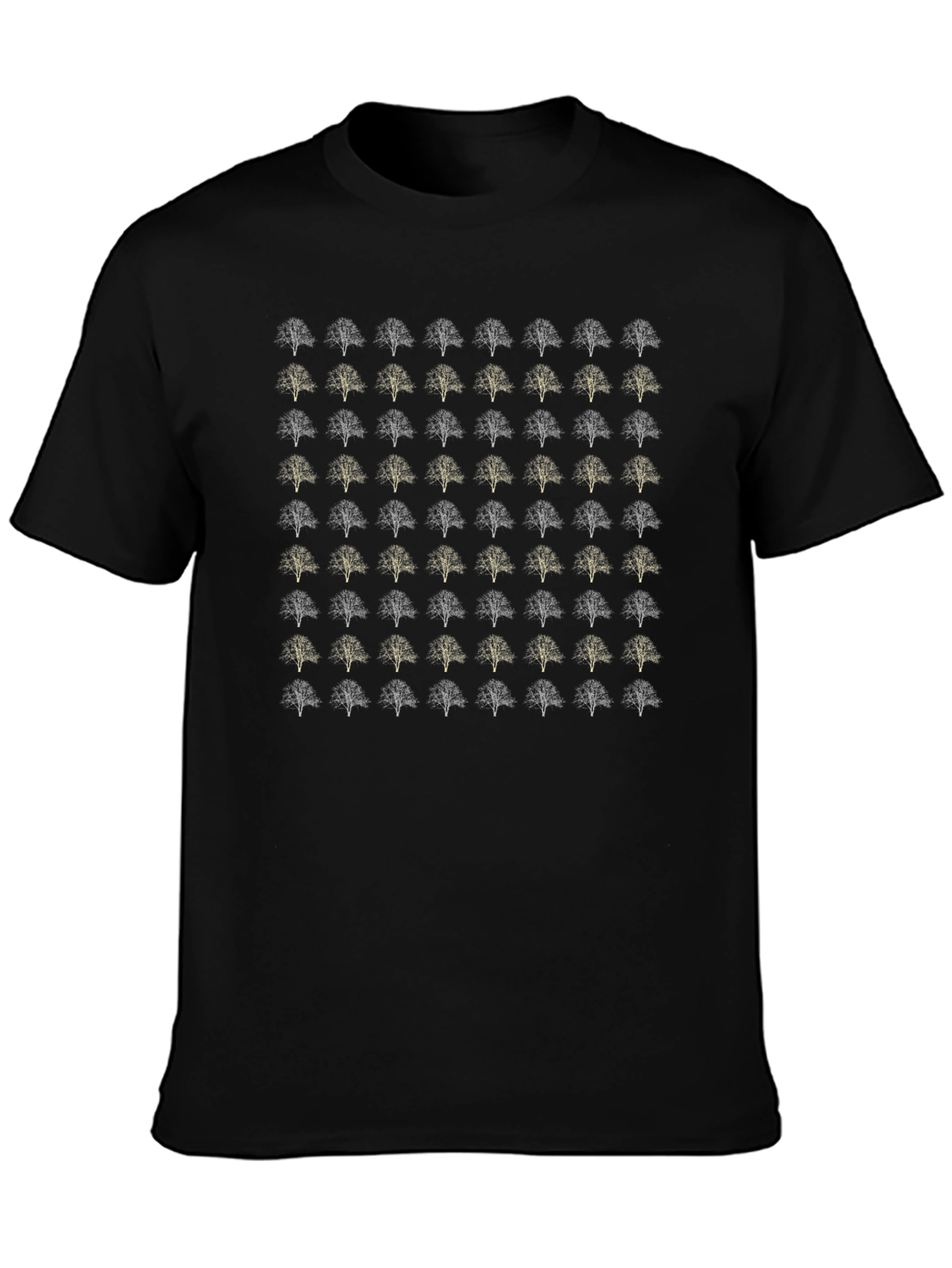 Black Tree Pattern Black T-Shirt view 3