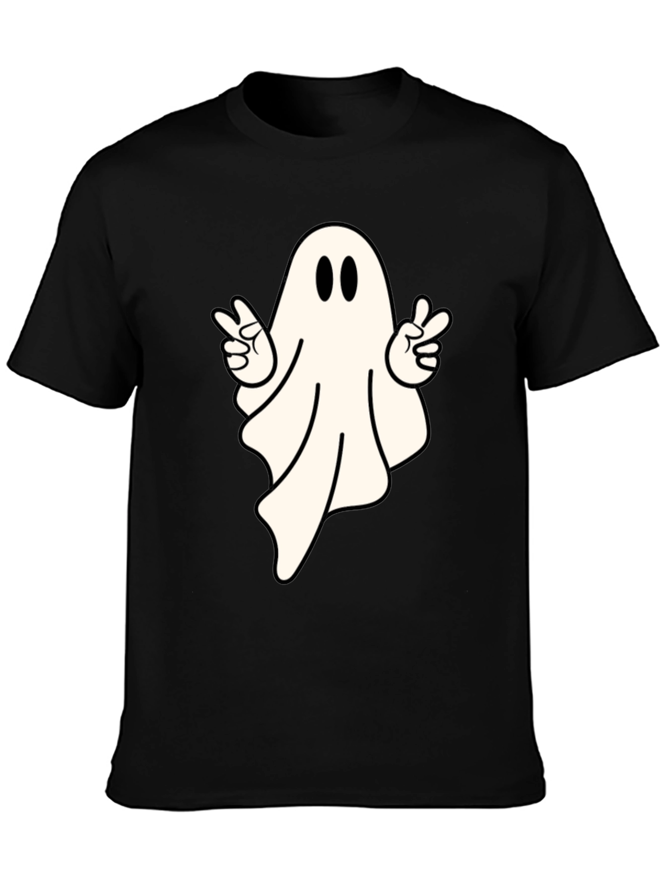 Black Cool Ghost Peace Sign T-Shirt - Spooky Season Apparel view 3