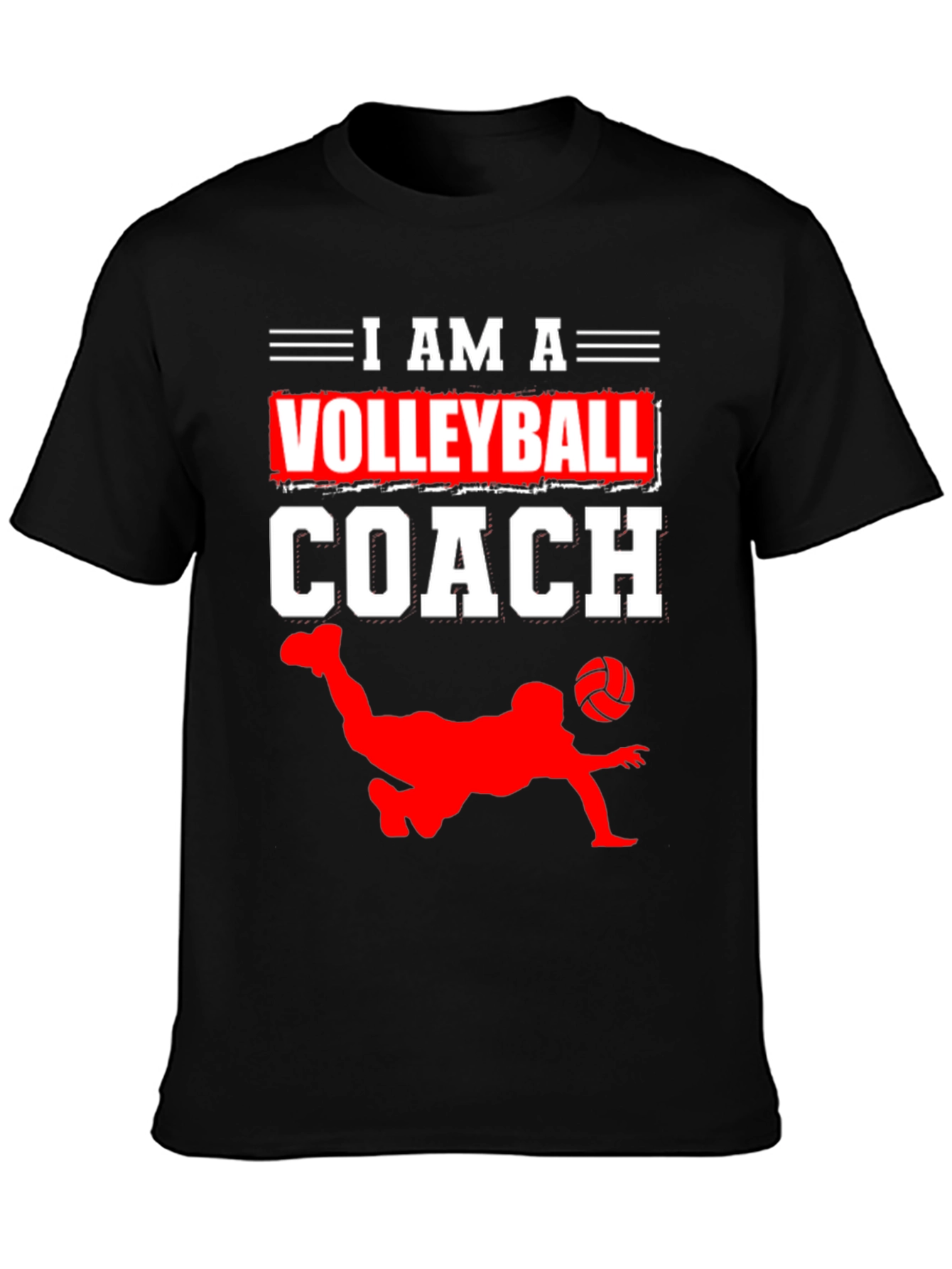 Black Volleyball Coach Graphic Tee - Black Cotton T-Shirt view 3