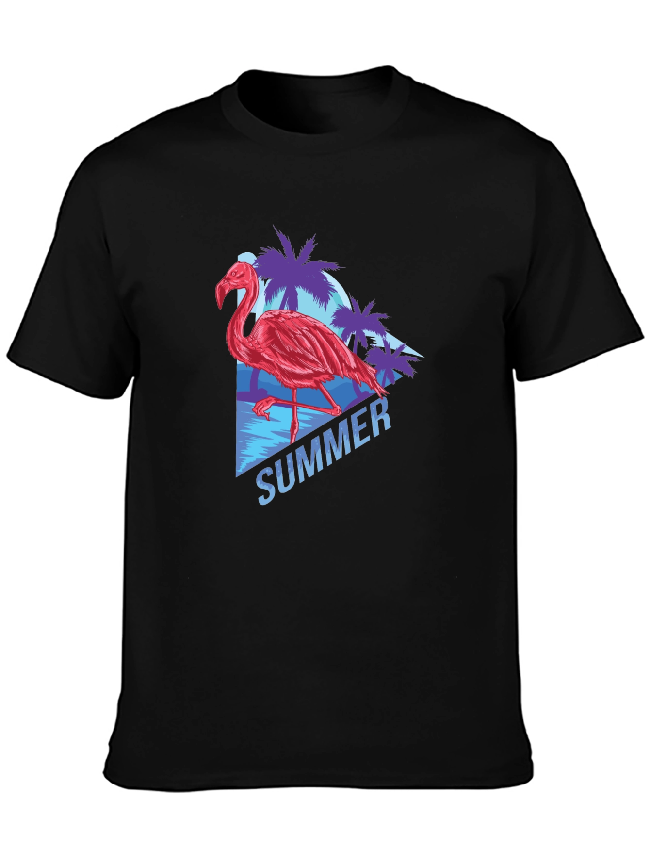 Black Summer Flamingo T-Shirt - Tropical Vibes view 3