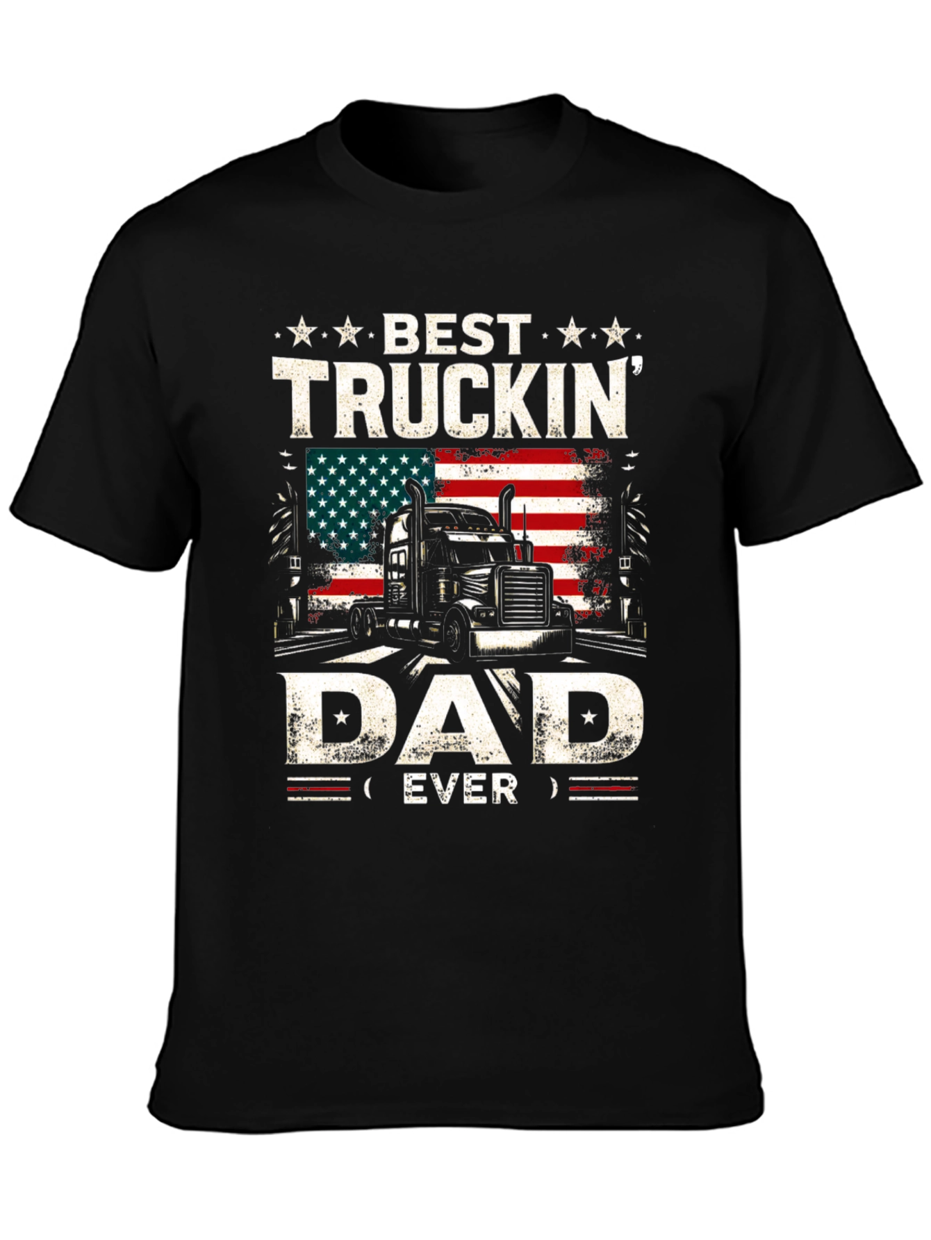 Black Best Truckin' Dad Ever T-Shirt view 3